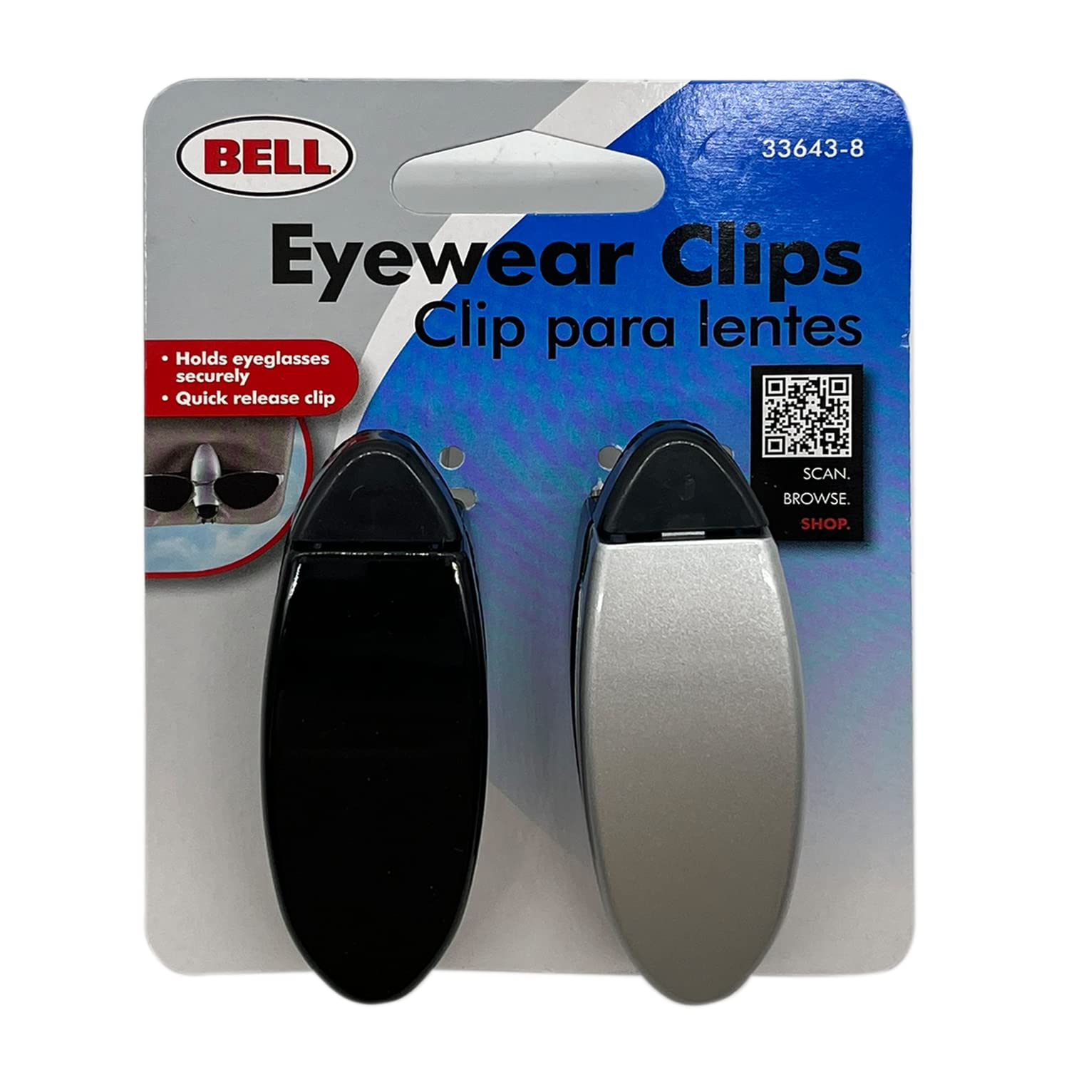 BELL 22-1-33643-8: Eyewear Clip/2 Pack/Black-Silver