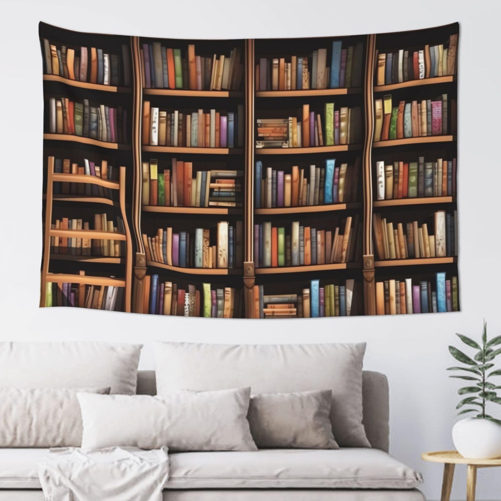 Fodpand Black Library Bookshelf Tapestry Dorm Decor, Party Backdrop Aesthetic Tapestries Wall Hanging Banner For Bedroom, Modern Wall Art Poster Blanket, Home Decor Wall Tapestry 60"X40"