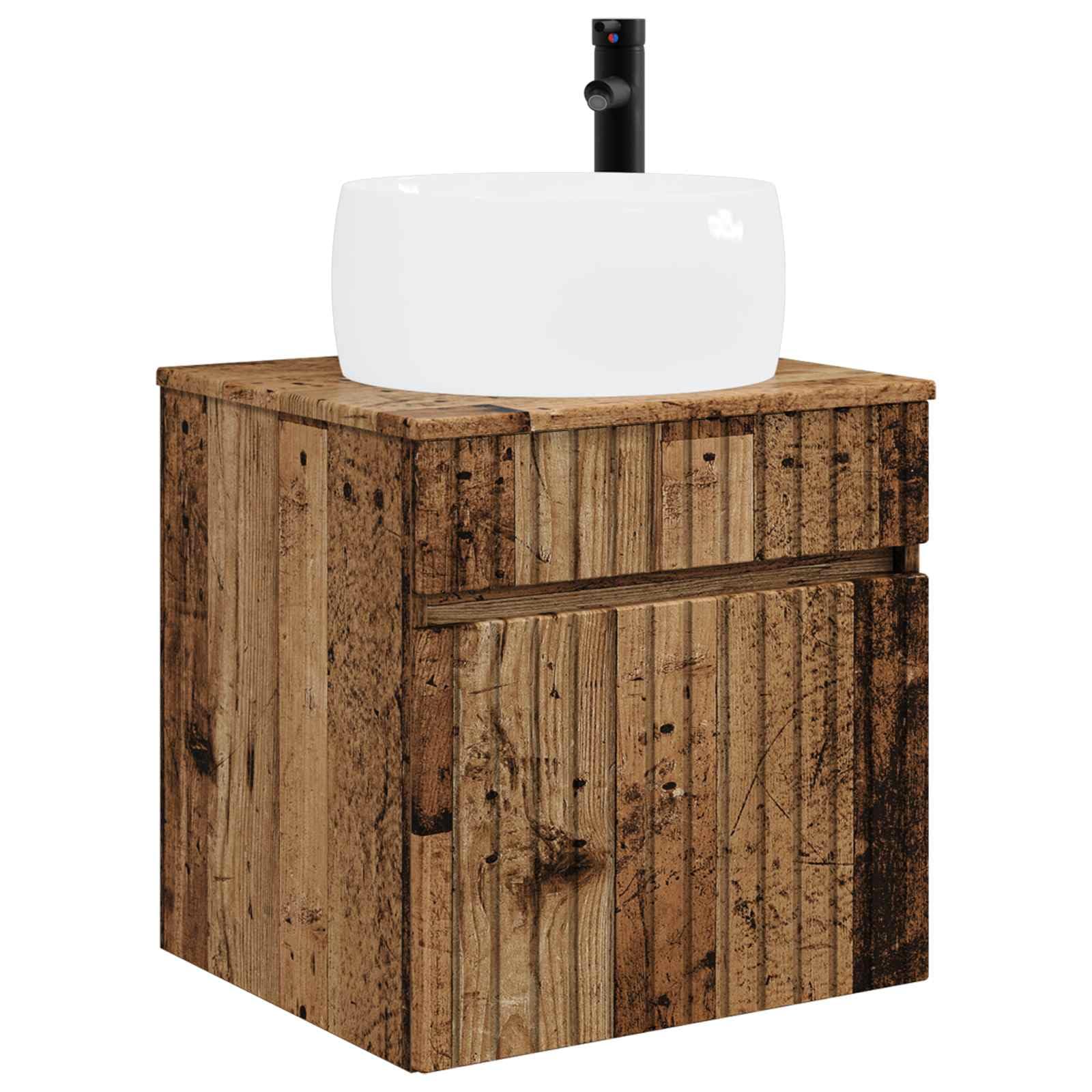 Vidaxl Oldwood Wall-Mounted Sink Vanity Old Wood 49 X 44.5 X 66 Cm,