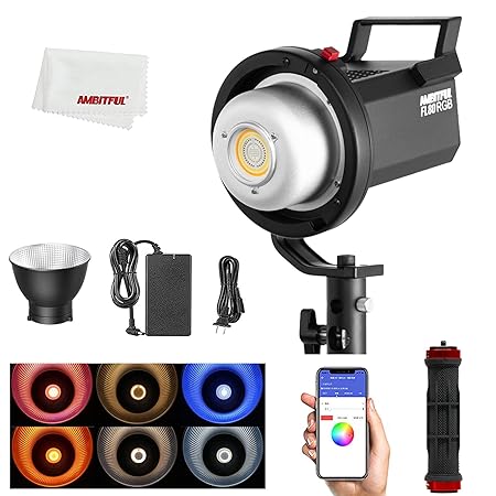 AMBITFUL FL80RGB FL80 80W RGB Full Color LED Video Light,CRI 96/TCLI 95,2800K-10000K,10 FX Special Effect Mode,Support APP,Bowens Mount Lighting for Photography Studio YouTube