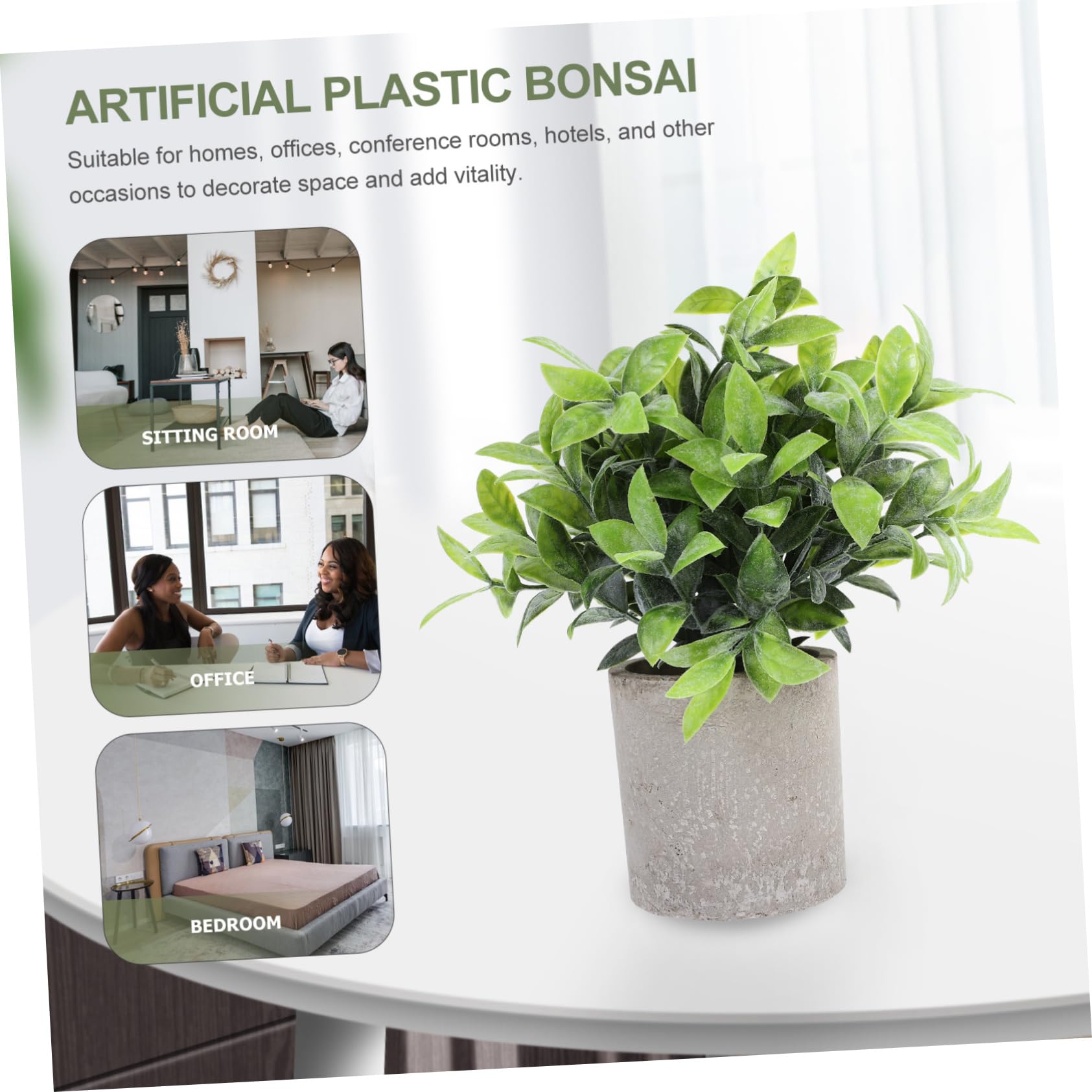 DECHOUS 3pezzi Piante Artificiali Eucalyptus Vaso Per Decorazioni Da Bonsai Realistico Per Casa e Ufficio Centrotavola Per Ambienti Moderni