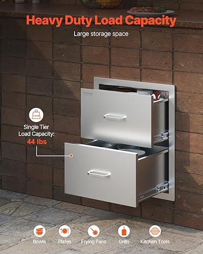 Miniatura 197 de VEVOR Cajones de cocina para exteriores, 30 pulgadas de ancho x 10 pulgadas de alto x 20 pulgadas de profundidad, cajones horizontales de acceso