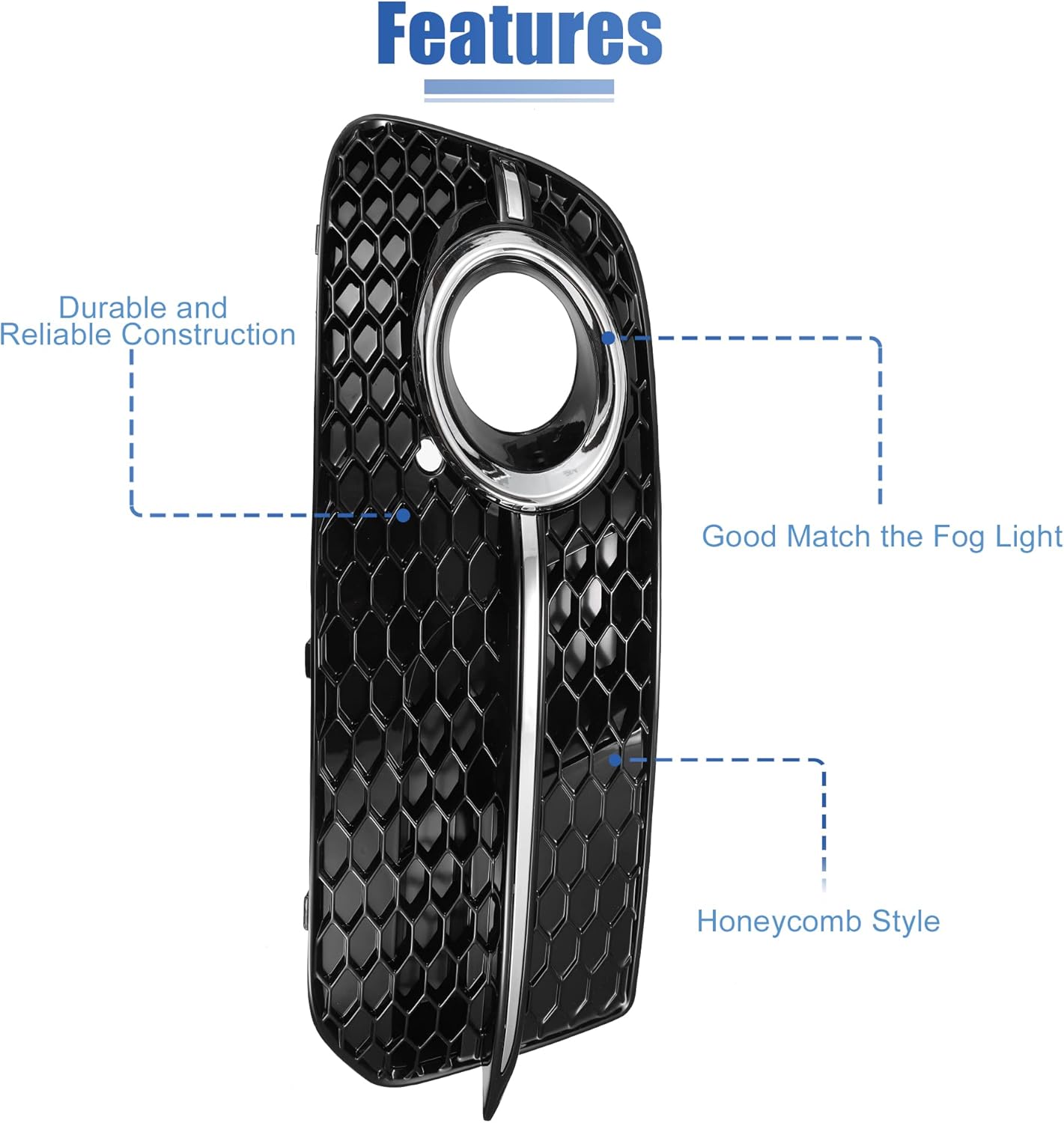 X AUTOHAUX Front Right Fog Light Grille Honeycomb Type Grill Cover for Audi Q5 SQ5 S-Line 2013-2017 8R0807682J