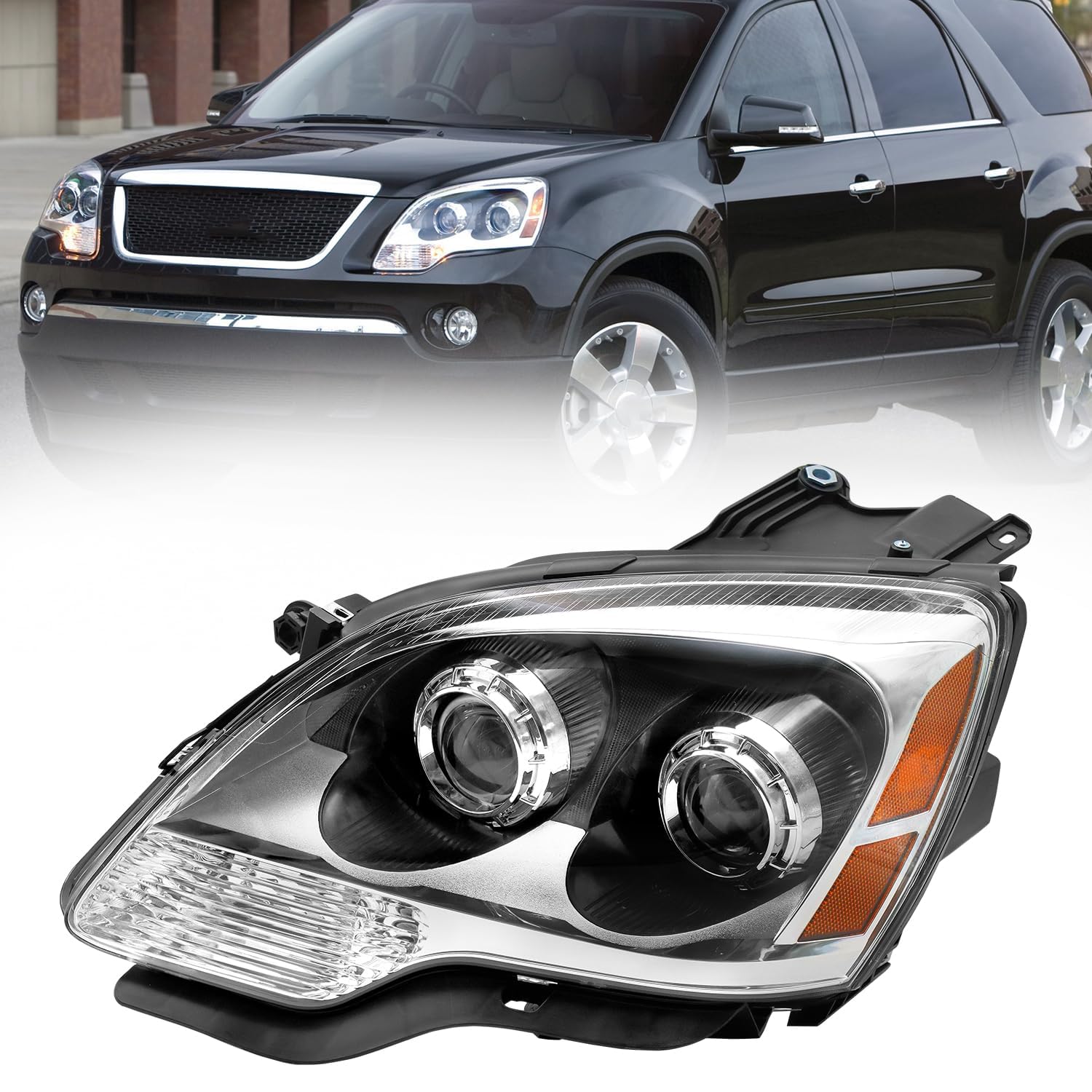 LEAVAN Halogen Headlights Assembly Fit for 2007 2008 2009 2010 2011 2012 GMC Acadia Halogen Type, Driver Side
