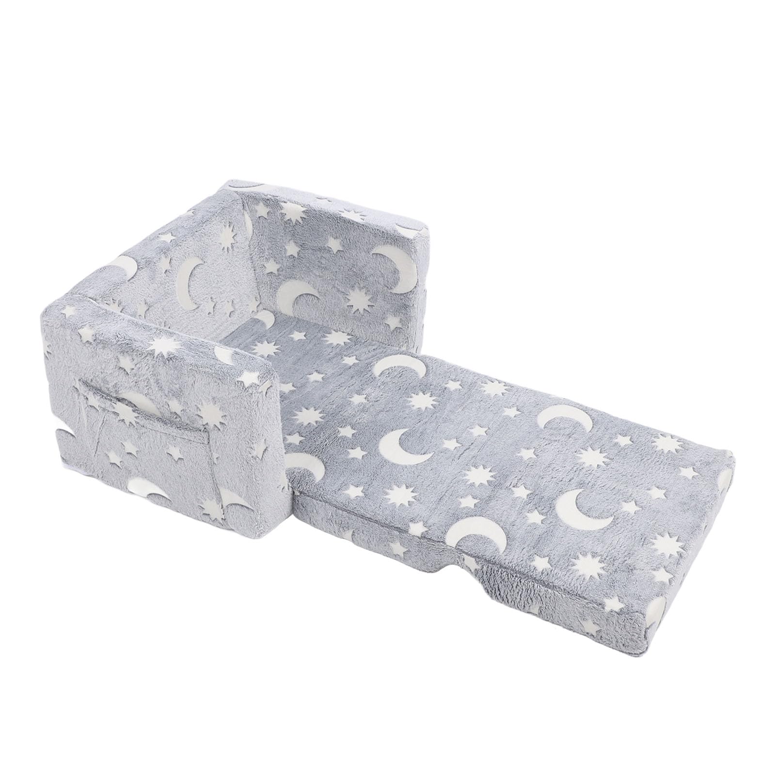 GOTOTOP Toddler Armchair, 2 in 1 Sofa Chair in The Dark Velvet Kid Floor Mattress Children Convertible Sofa to Lounger Kid Couch for Bedroom Playroom