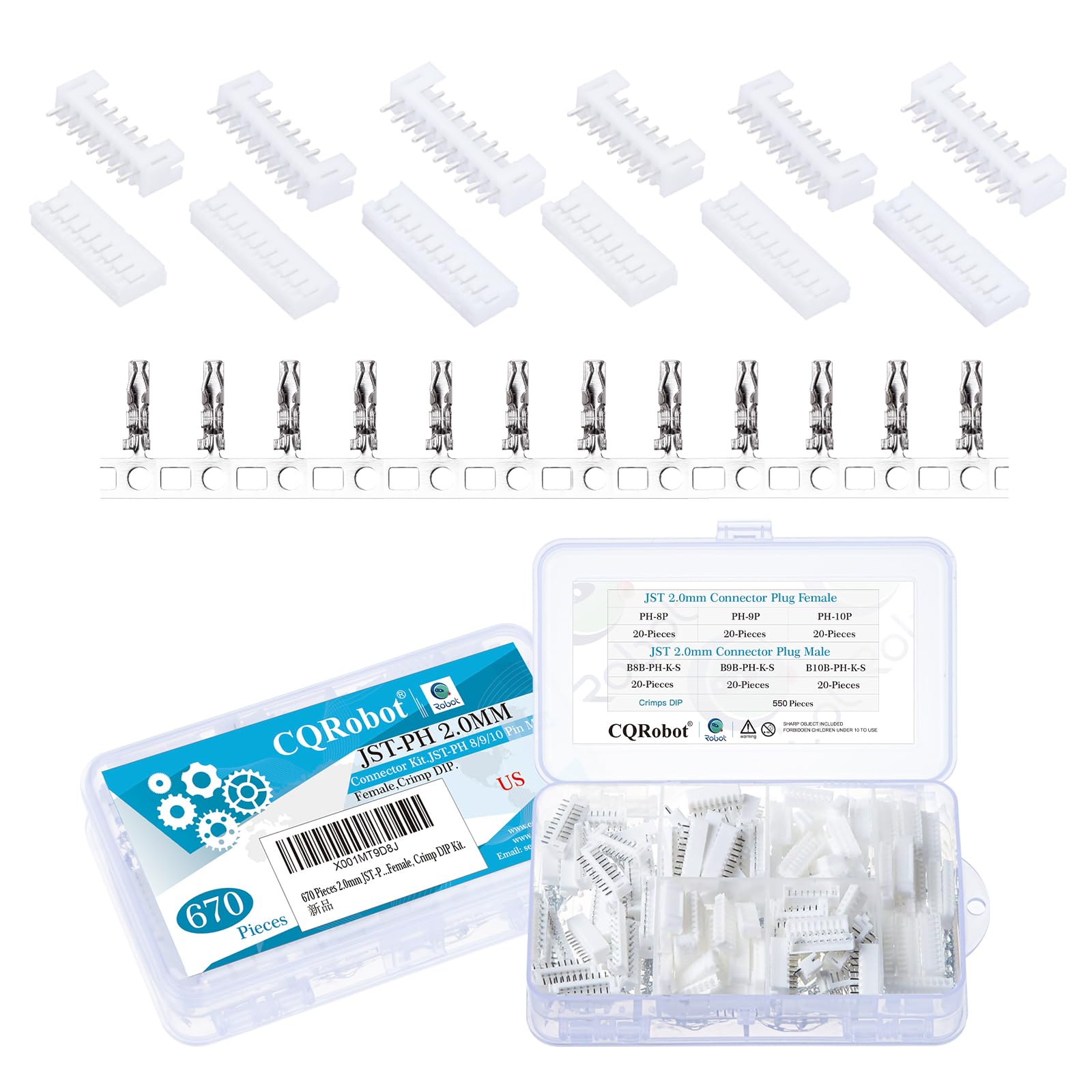 pu♡ Amazon.com: CQRobot JST PH 2.0mm Kit - 8-Pin/9-Pin/10-Pin