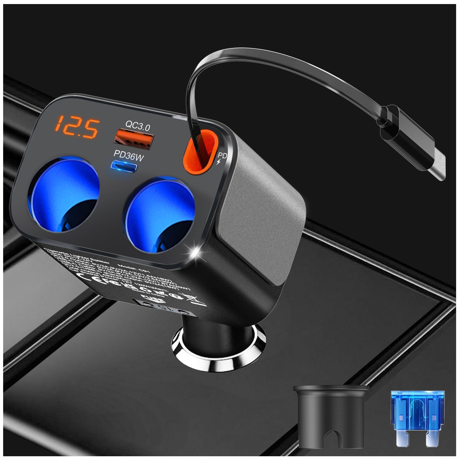 Baseus Enercore Caricatore USB C 67W Con Cavi Arrotolabile, Alimentatore GaN Con 2 Porta USB-C, Caricatore Rapido Compatto Compatibile Con iPhone 17/16/15/14Pro, Galaxy S25, MacBook, HP, Dell, iPad