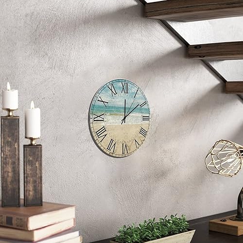 Miniatura 6 de Reloj de pared redondo de madera, funciona con pilas, silencioso, sin contacto, retro, con números romanos, ideas de regalo para restaurantes,