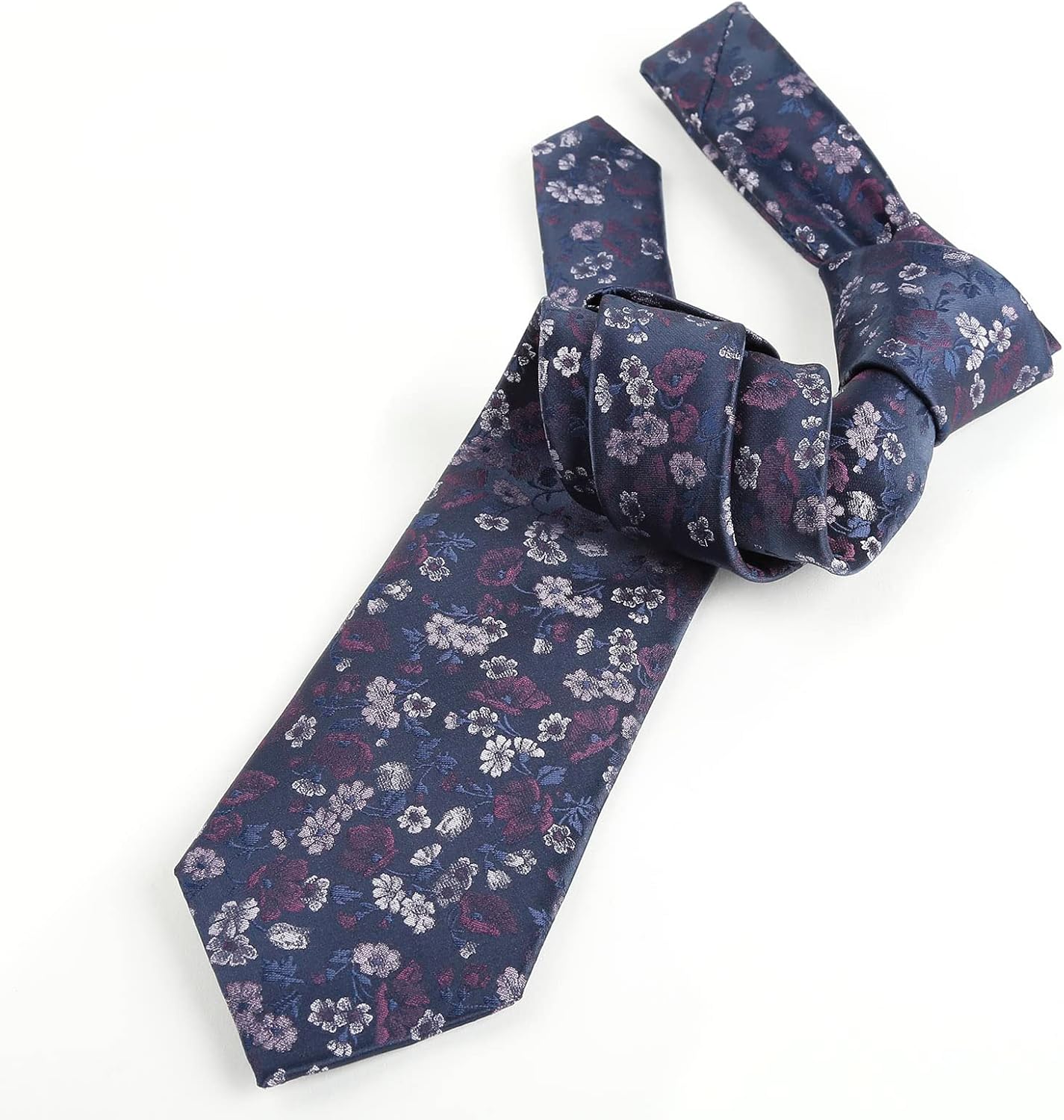 Alizeal Mens 3.15inches Flower Patterned Tie with Floral Printed Pocket Square - Image 3