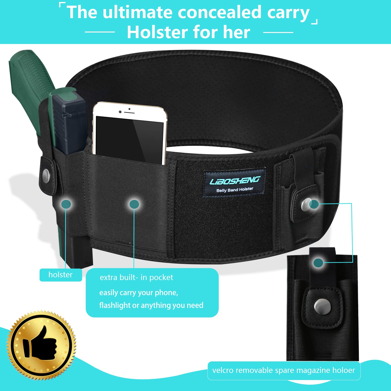 Sport Version Belly Band Holster Concealed Carry For Running, Commuting, Hiking