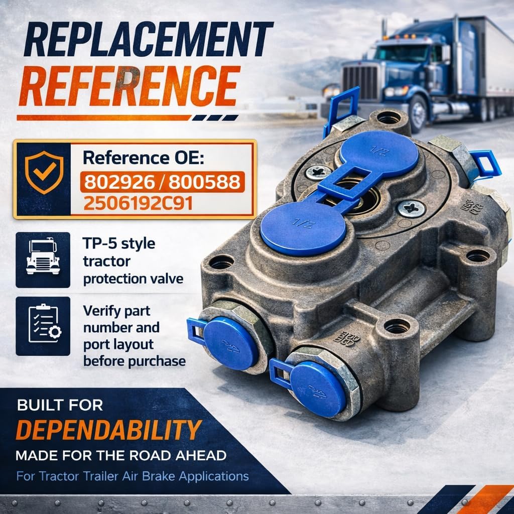 TP-5 Tractor Protection Control Valve Replacement for 802926 800588 2506192C91, Semi Truck Trailer Air Brake Protection Valve, Trailer Supply Valve for Cab Chassis