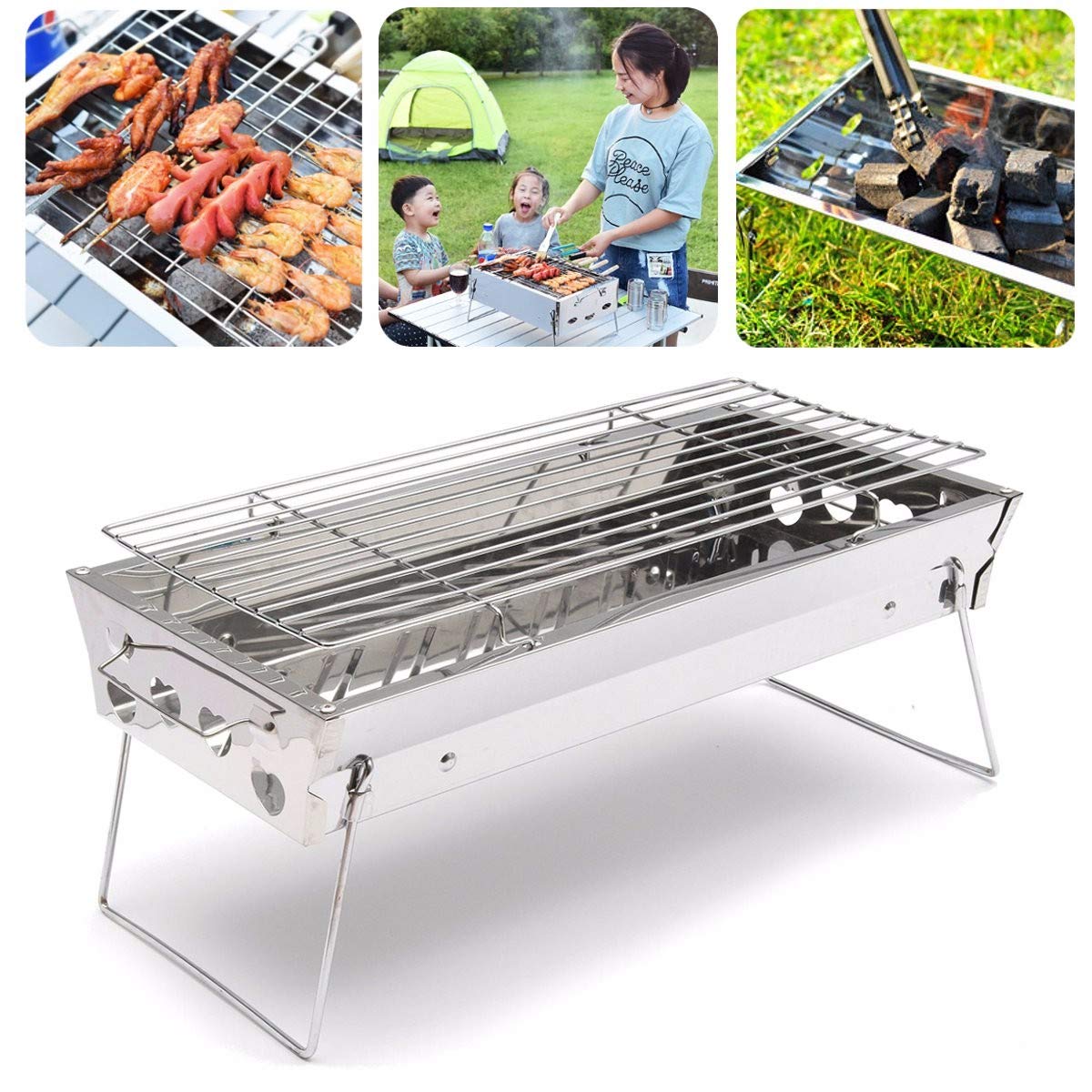 Barbecue au charbon de bois pliable pour cuire facilement en camping