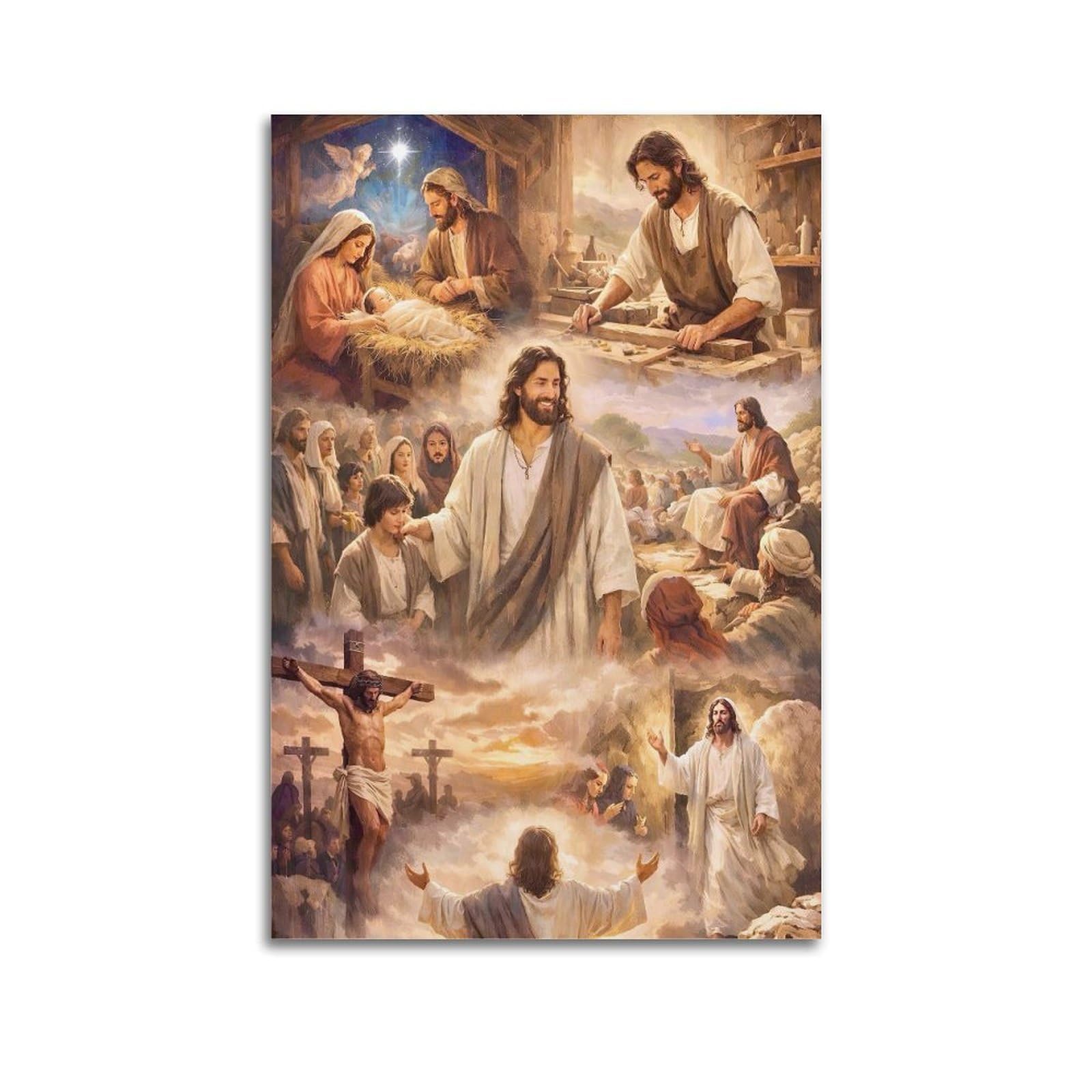 ESTE Religion Christianity Jesus Birth Preach Suffering Resurrection Poster Decorative Painting Canvas Modern Art Picture 24x36inch(60x90cm)