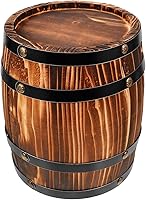 Garneck Vintage Wooden Whiskey Barrel Planter - Rustic Small Oak Barrel Decor for Home Bar, Farmhouse Centerpiece, Bourbon Cask Ornament