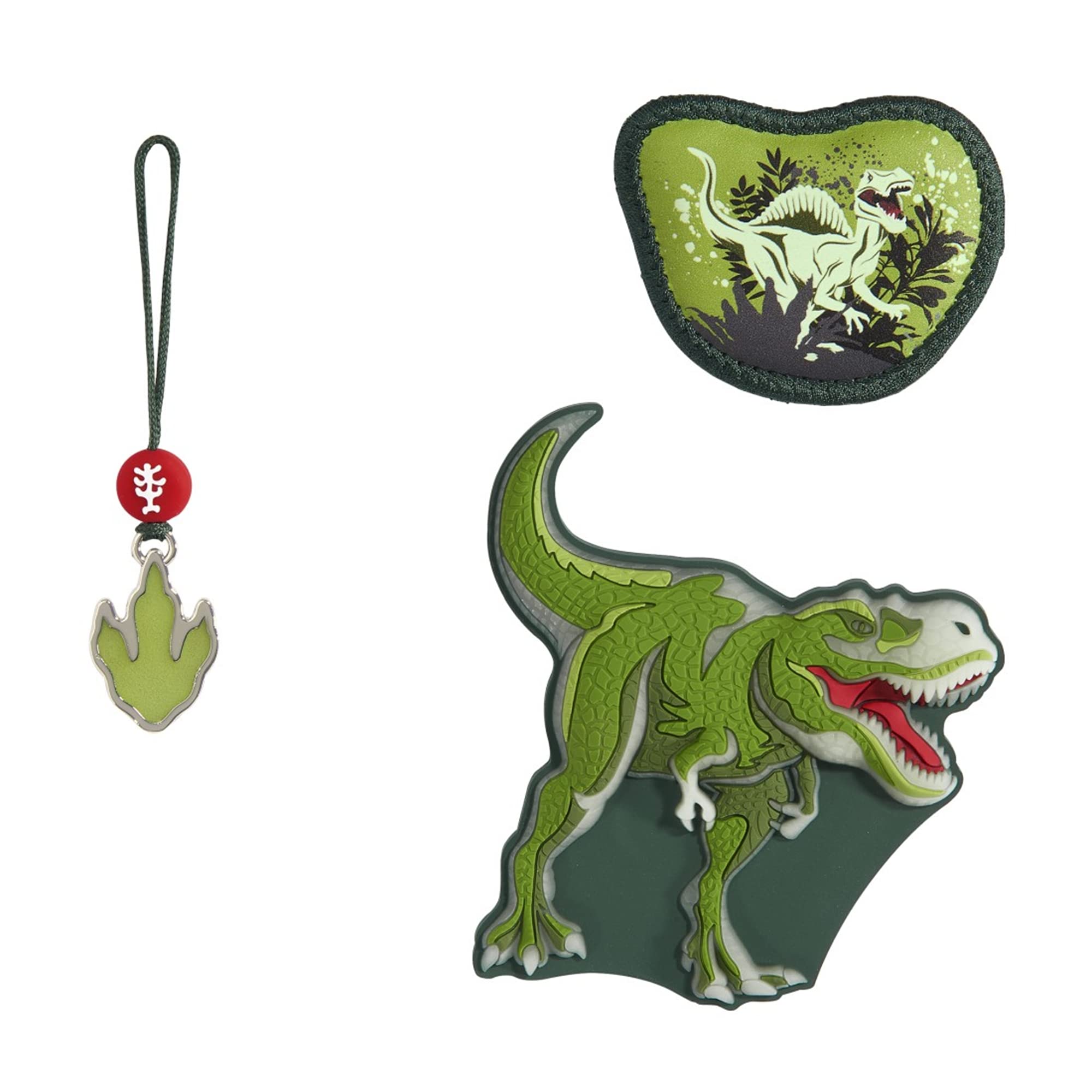 Step by Step Magic MAGS Glow Dino Night Tyro, grün, 3-teilig, Glow in the Dark-Effekt & wechselbare Motive, 2 Magnet-Applikationen und 1 Anhänger, Ergänzung für Schulranzen oder Rucksack