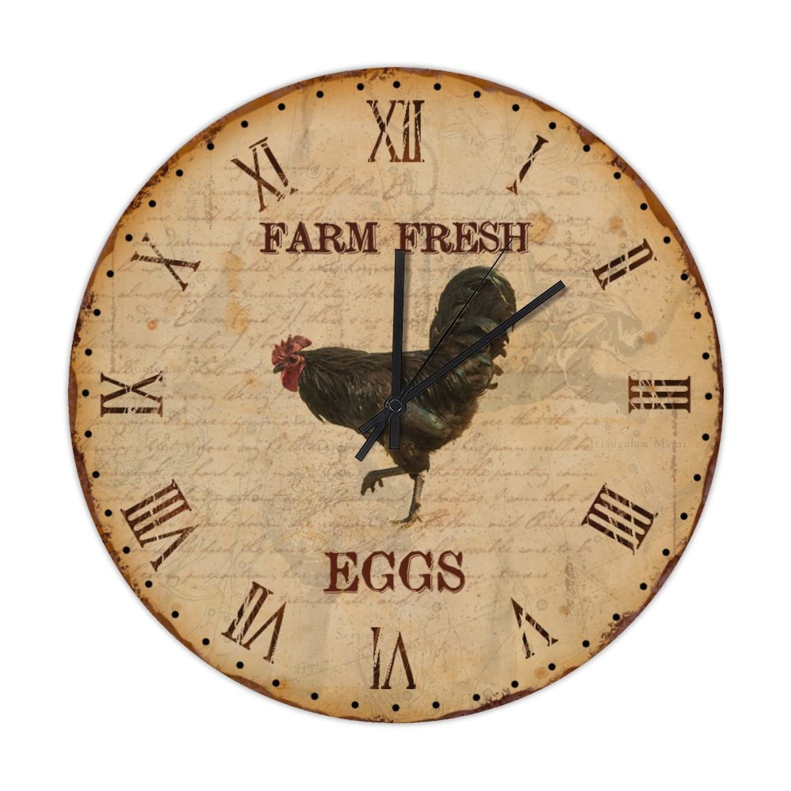 Horloge murale ronde en bois coq pour sublimer la cuisine ou la chambre