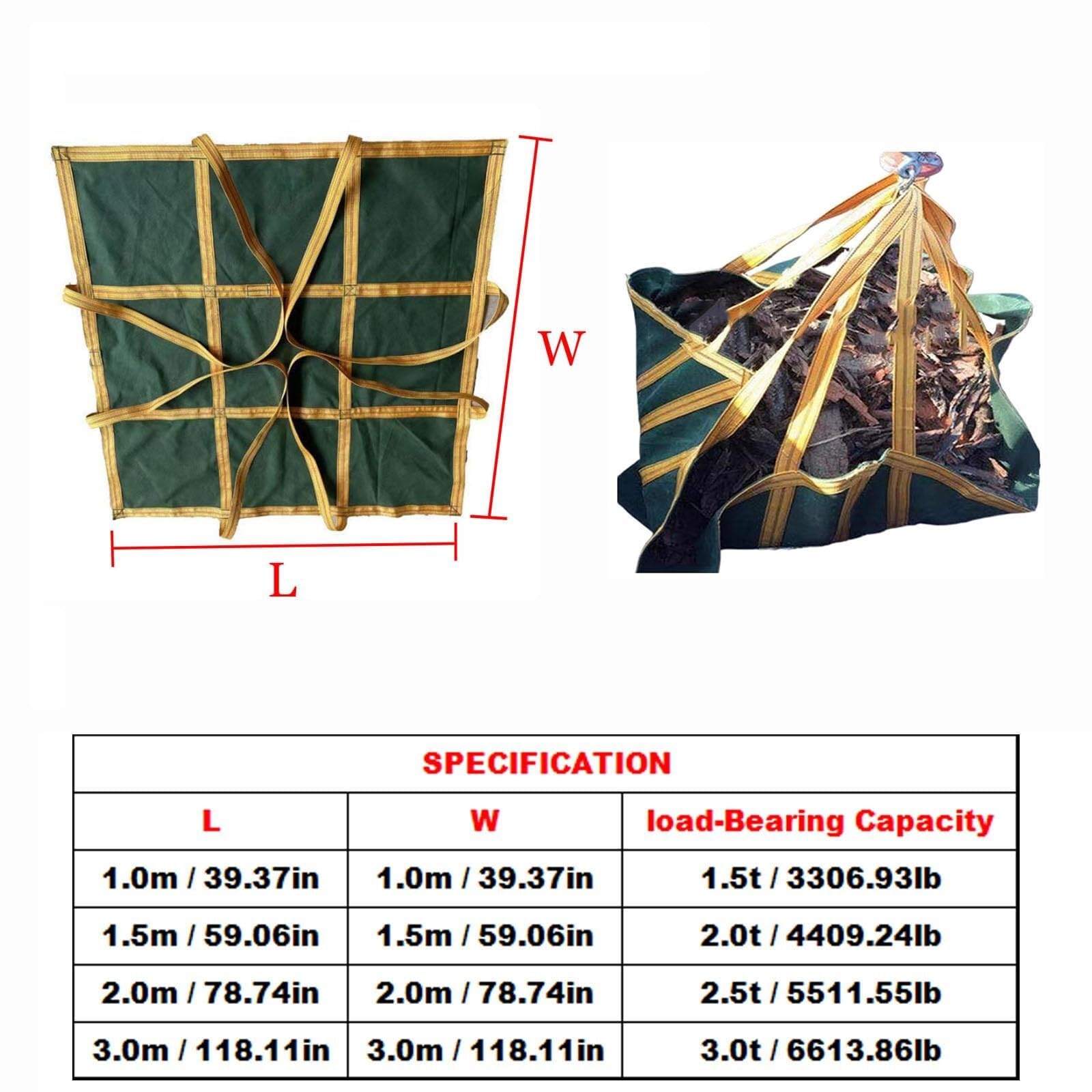 Genérico Red de elevación de Carga de Alta Resistencia con 4 Correas de sujeción - Bolsa de Lona Suave y Duradera para construcción, Remolque y Aparejos - 1,5 m x 1,5 m (59" x 59") - Resistente, impe