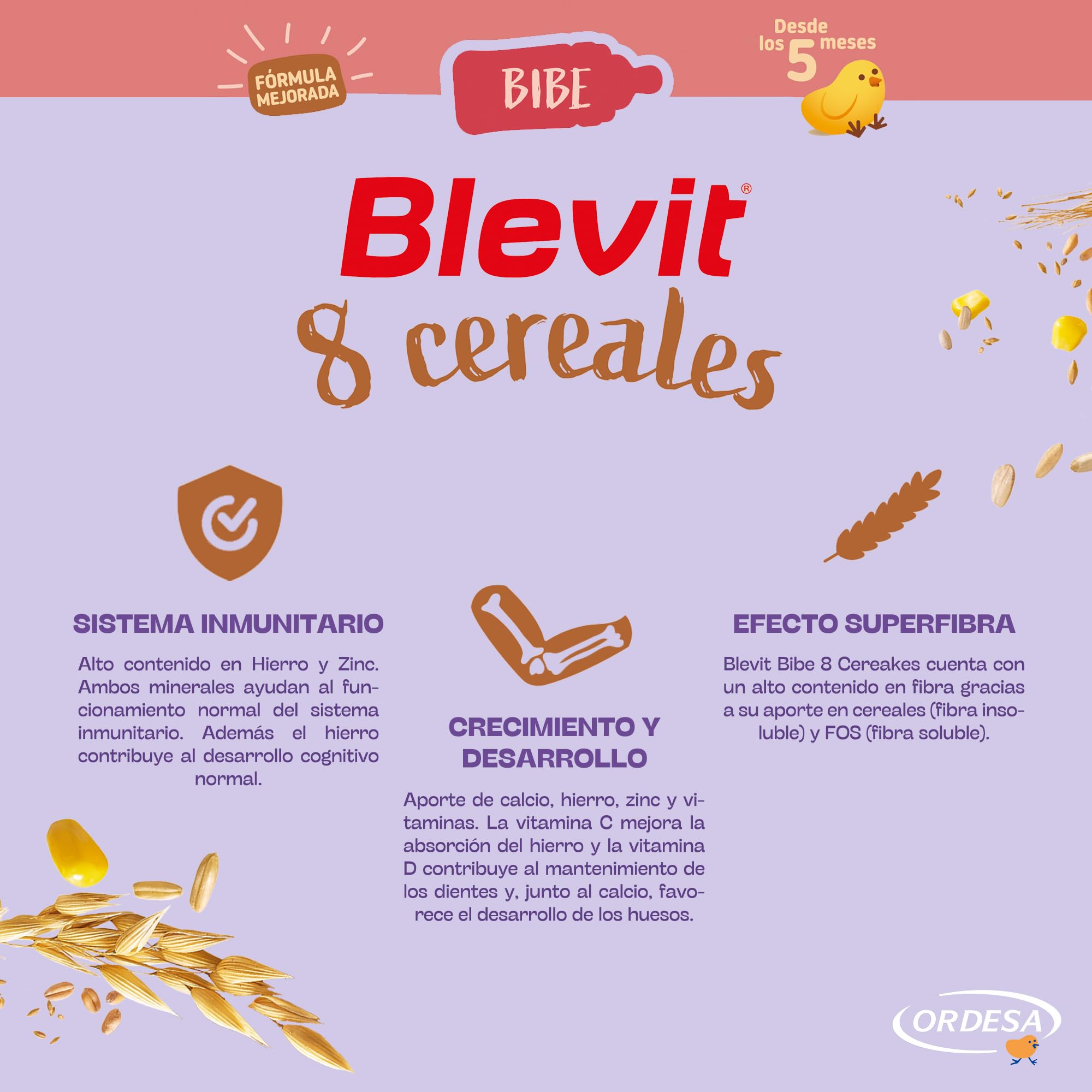 Blevit Bibe 8 Cereales | 500g | Papilla para Bebé desde los 5 Meses con 95% de Cereales - 14 Vitaminas y Minerales — view 7