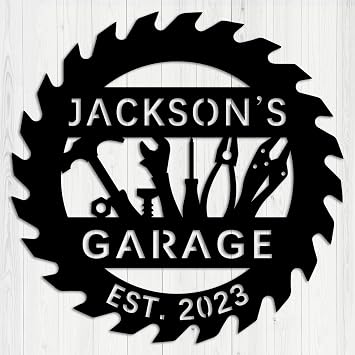 Custom Personalized Metal Garage Sign - Workshop Wall Decor with Name, Durable Sign for Dads Shed, Man Cave, Home or Office - Indoor/Outdoor Metal Plaque