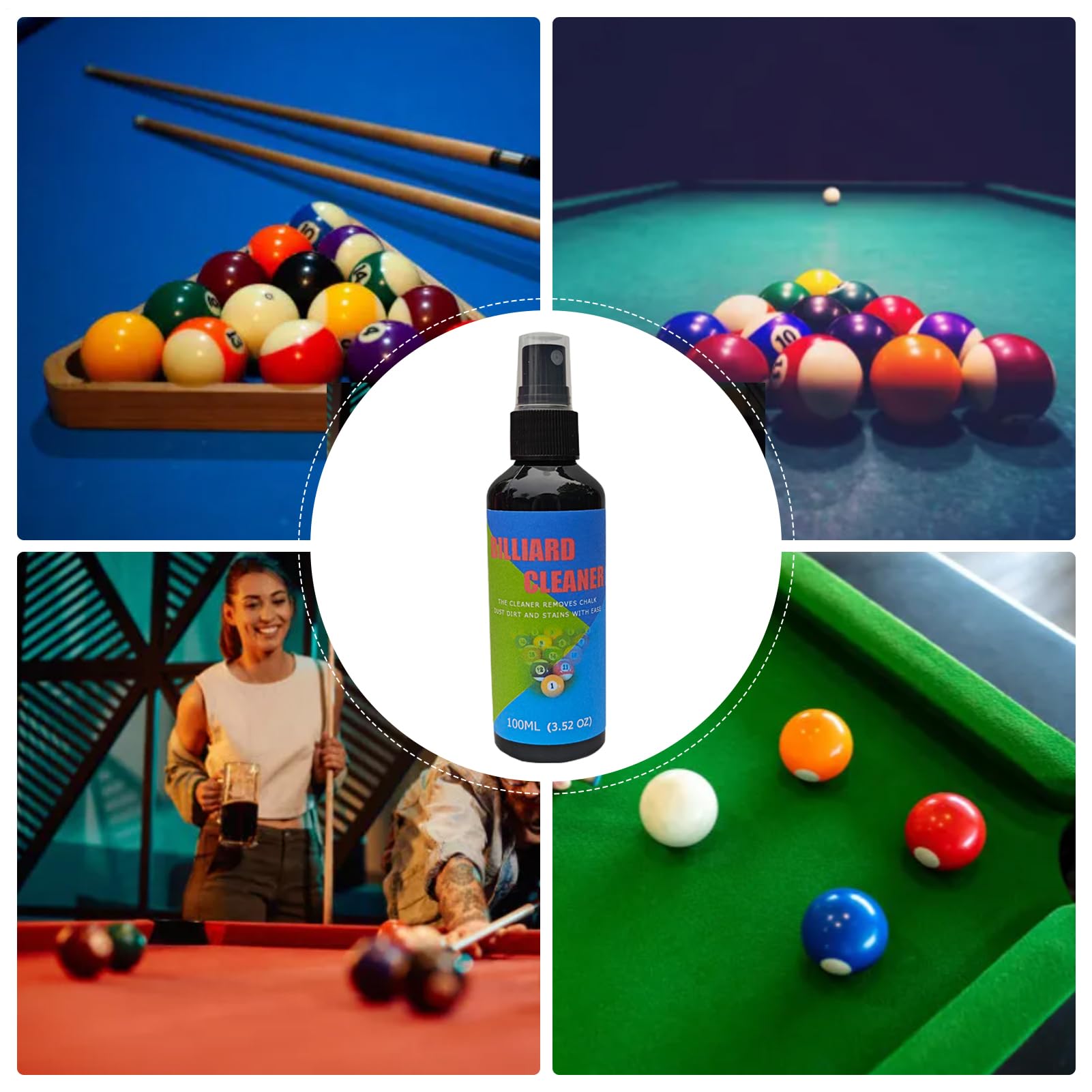Pool Ball Polish Spray - Instant Shine Cleaner 100ml, Agente De Mantenimiento De Billar | Spray De Limpieza En Profundidad Para Bolas De Mesa De Billar Y Materiales Especiales Con Aplicación
