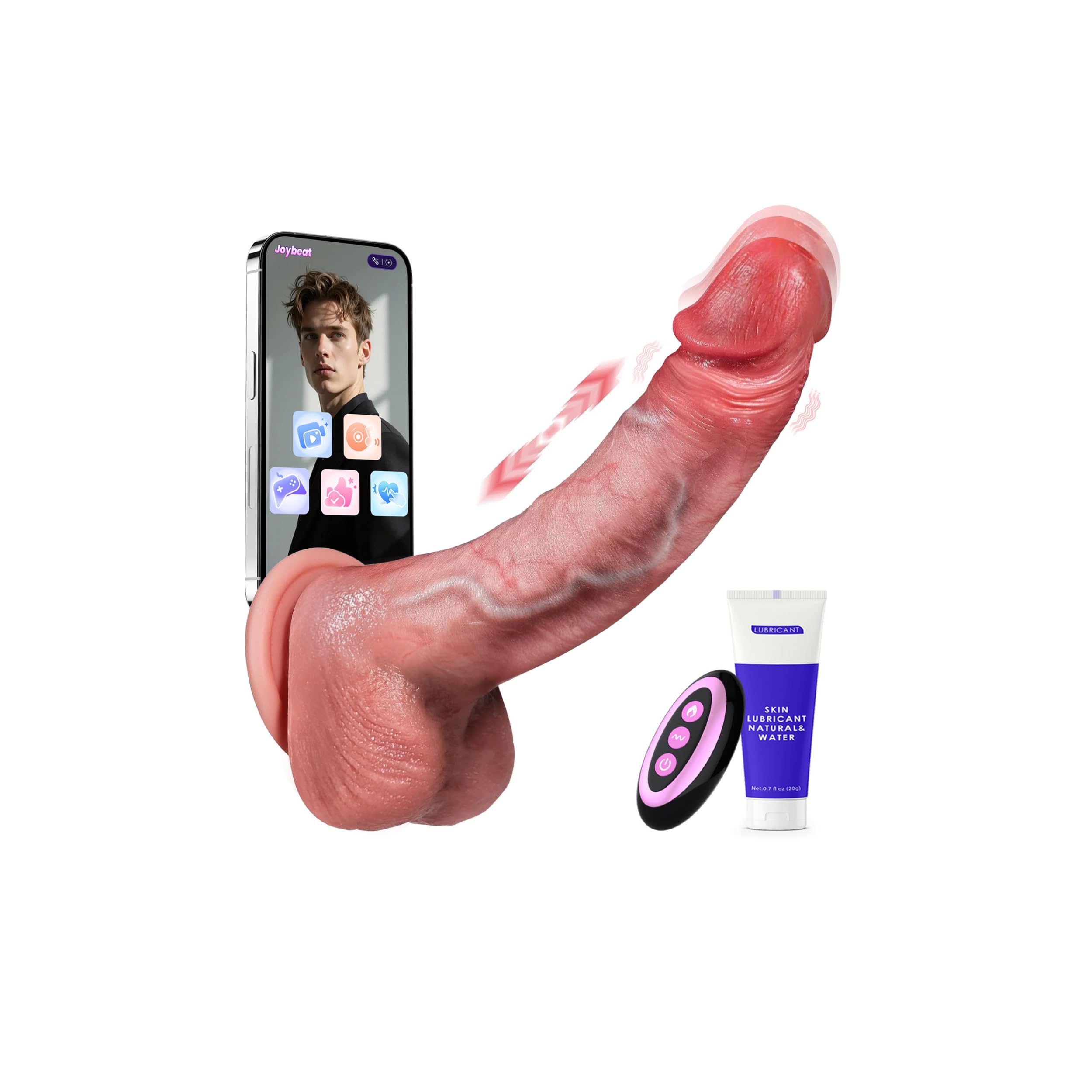 Al Sync Dildo Realistico Doppi Sex Toys, Dildo Anale Xxl Sex Toy, Vibratoreper Donna Riscaldare a 42°C Textures Realistico, 9 Modalità Spinta Vibrazione App Giochi Interattivi Sexytoysys Donna Coppia