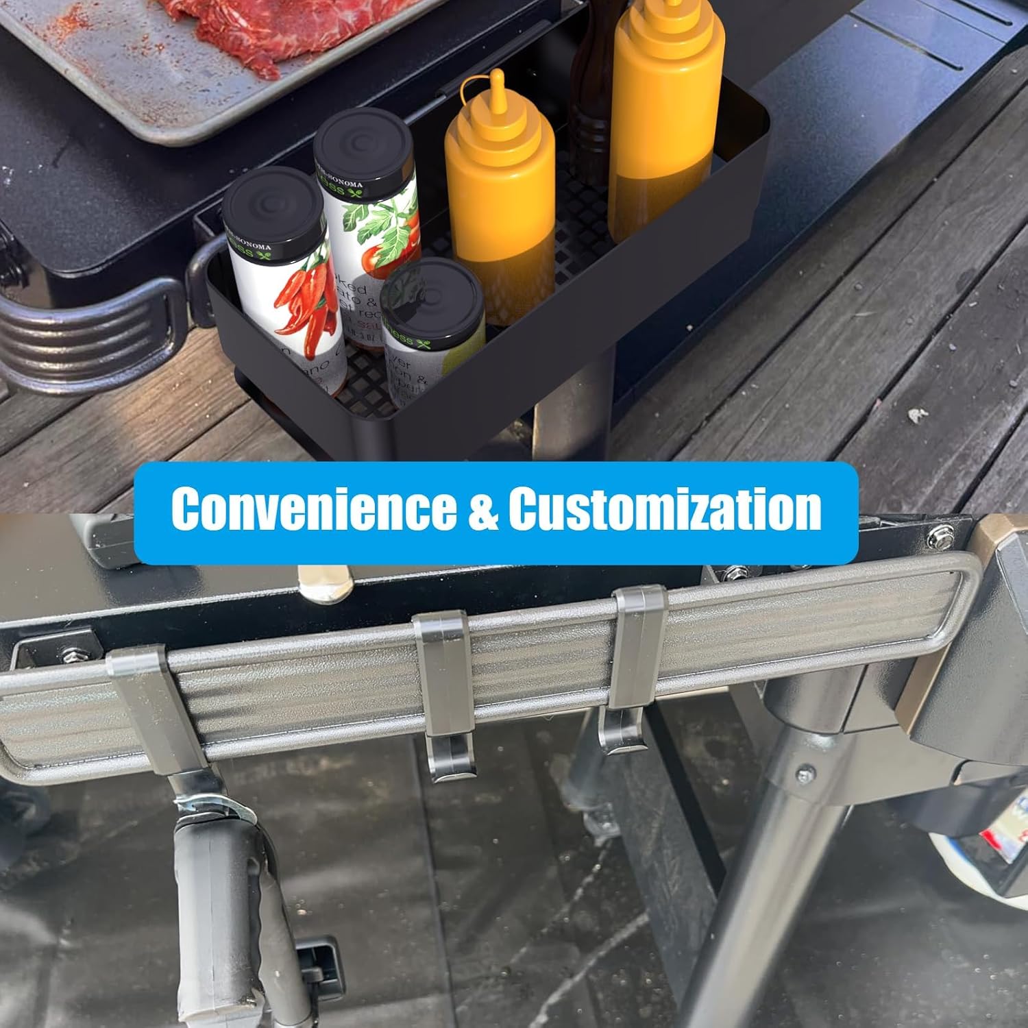 P.A.L. Pop-And-Lock Accessory Rail Storage Bin & Hooks for Traeger Timberline,Timberline XL,Ironwood,Ironwood XL,Flatrock,Grill Accessories for Traeger Z-grills Pit boss,Ironwood 885,Pro 22/34 Series