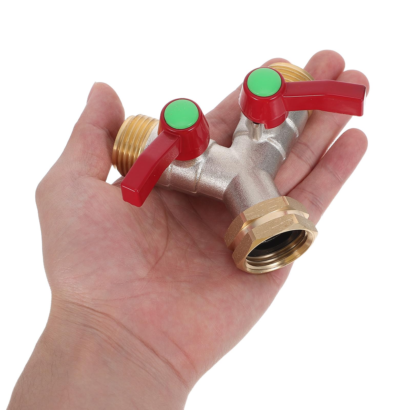 Kisangel 1 Set di sdoppiatore per Tubo Flessibile a 2 Vie - Connettore per Tubo da Giardino a Forma di Y con Doppia valvola di intercettazione per Rubinetto dell'Acqua, Adattatore Resistente