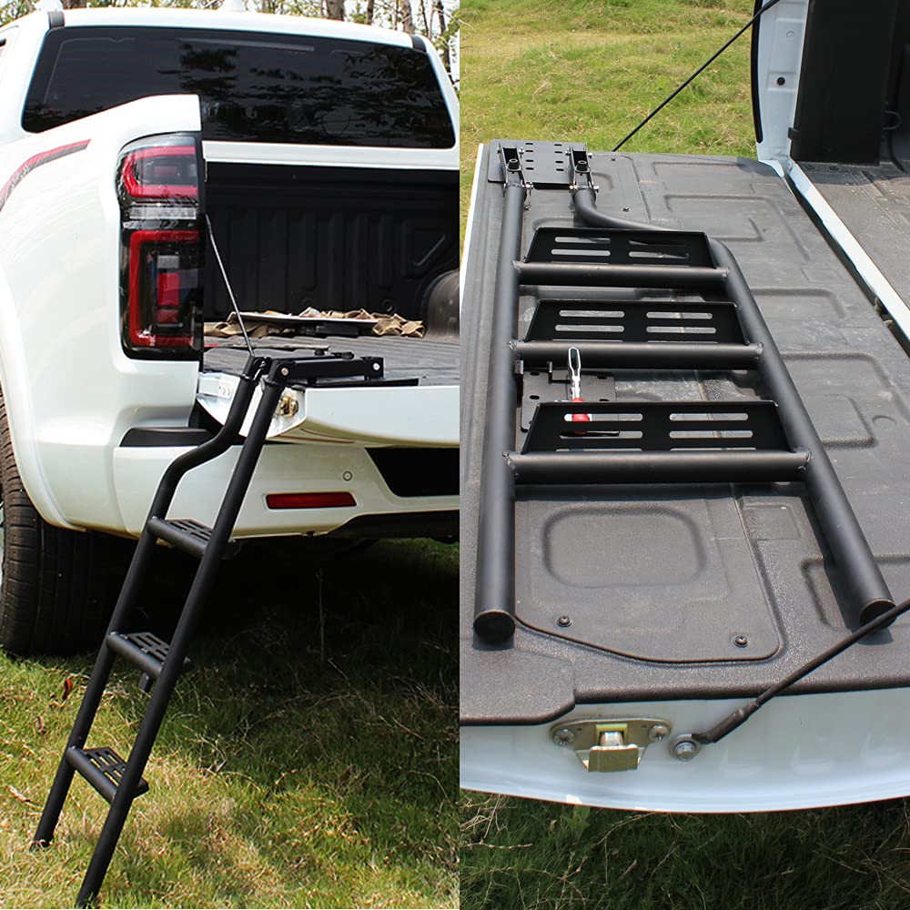 Amazon.com: KNIFESMITH Folding Tailgate Step Ladder Compatible with Pickup  Durable Universal Steel Rear Ladders for Truck, Black : Automotive