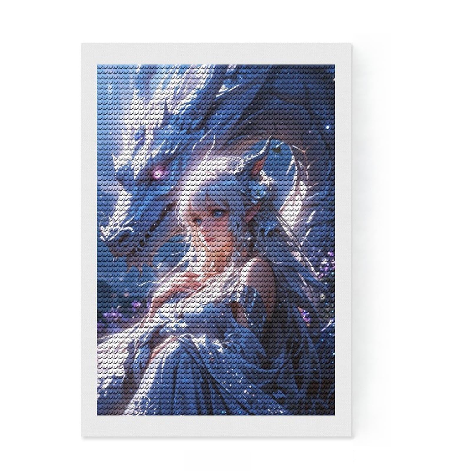 Junmoney Enchanted Bond Elven Maiden and Mystic Dragon Diamond Painting Set 8"x12", Stress Relief Craft, Simple to Start, Farmhouse Decor, Gift Idea, Easy to Enjoy