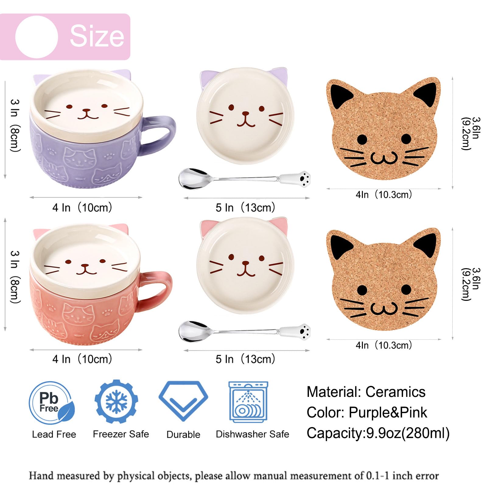RANJIMA Tazza In Ceramica Con Gatto Che Spunta | Simpatica Tazza Da Caffè 350 Ml, Regalo Per Amanti Dei Gatti - 4
