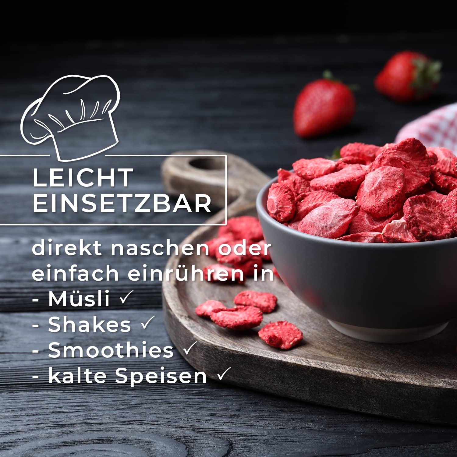 GreatVita Gefriergetrocknete Erdbeeren 4x 250g - Knusprige Erdbeerscheiben ohne Zuckerzusatz - Snack & Topping