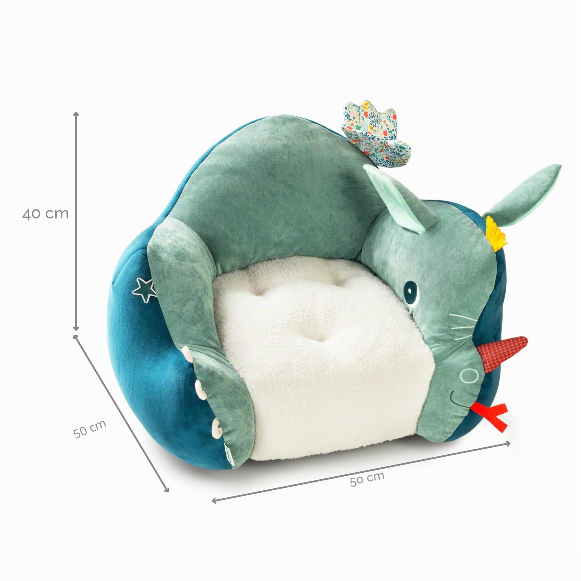 Lilliputiens - Kinderstuhl Joe der Drache - Bequemer und spielerischer Stoffstuhl mit Ohren, Flügeln und entdeckbaren Details - Ideal für Kinderzimmer oder Spielzimmer - 83324