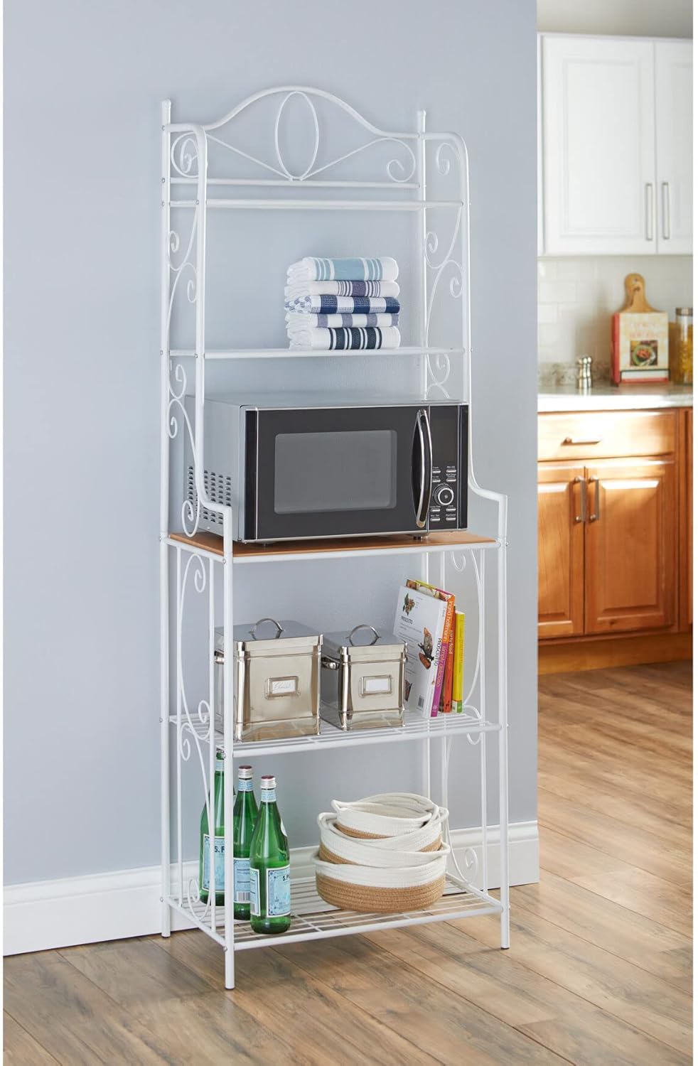BrylaneHome Scroll Baker's Rack White Home & Kitchen