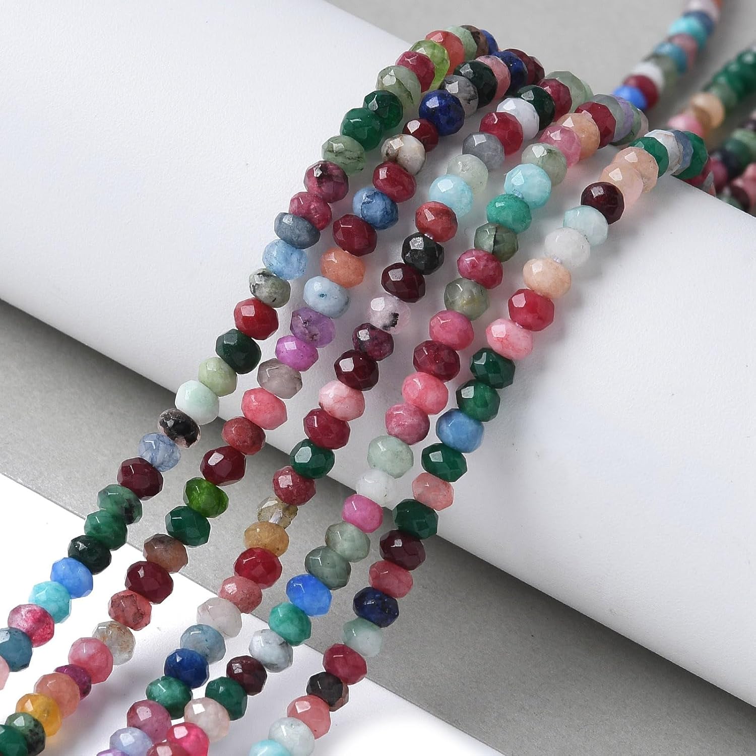 LiQunSweet 550 pcs 2x4mm Dyed Natural Malaysia Jade Rondelle Beads Flat Round Disc Abacus Faceted Gemstone Spacer Beads for DIY Jewelry Bracelet Necklace Crafts Phone Keychain Decor