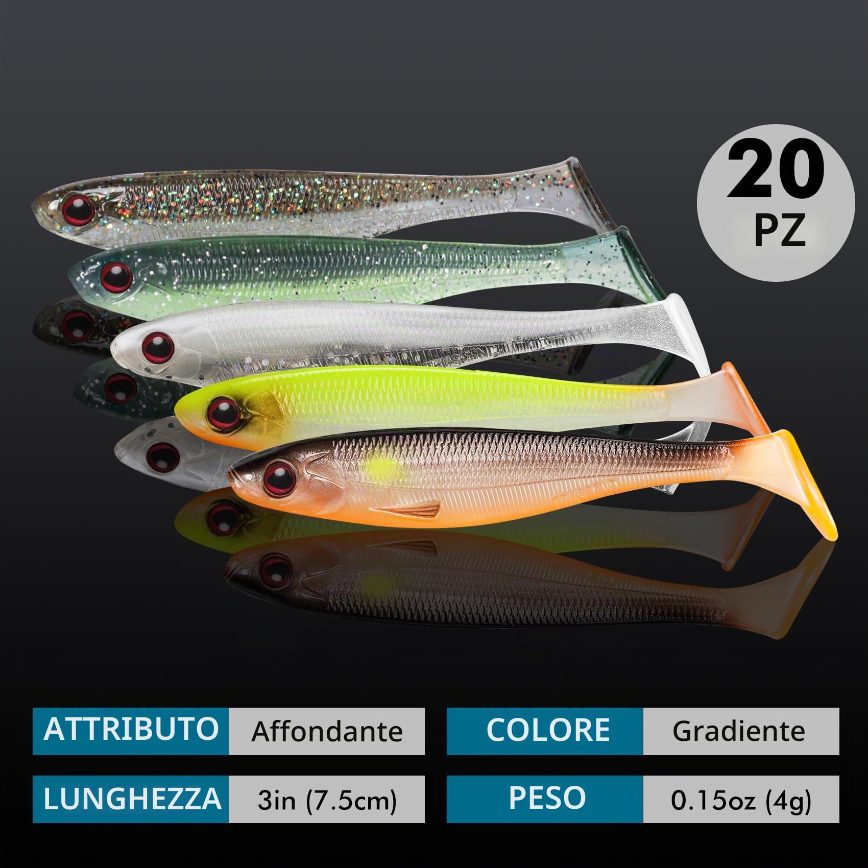 TRUSCEND Esche Da Pesca Per Bass Trota Crappie Versatile Paddle Tail Swimbaits Superb Esche Da Pesca In Plastica Morbida Freshwater Saltwater Bass Walleye Esca Da Pesca Regali Per Gli Uomini
