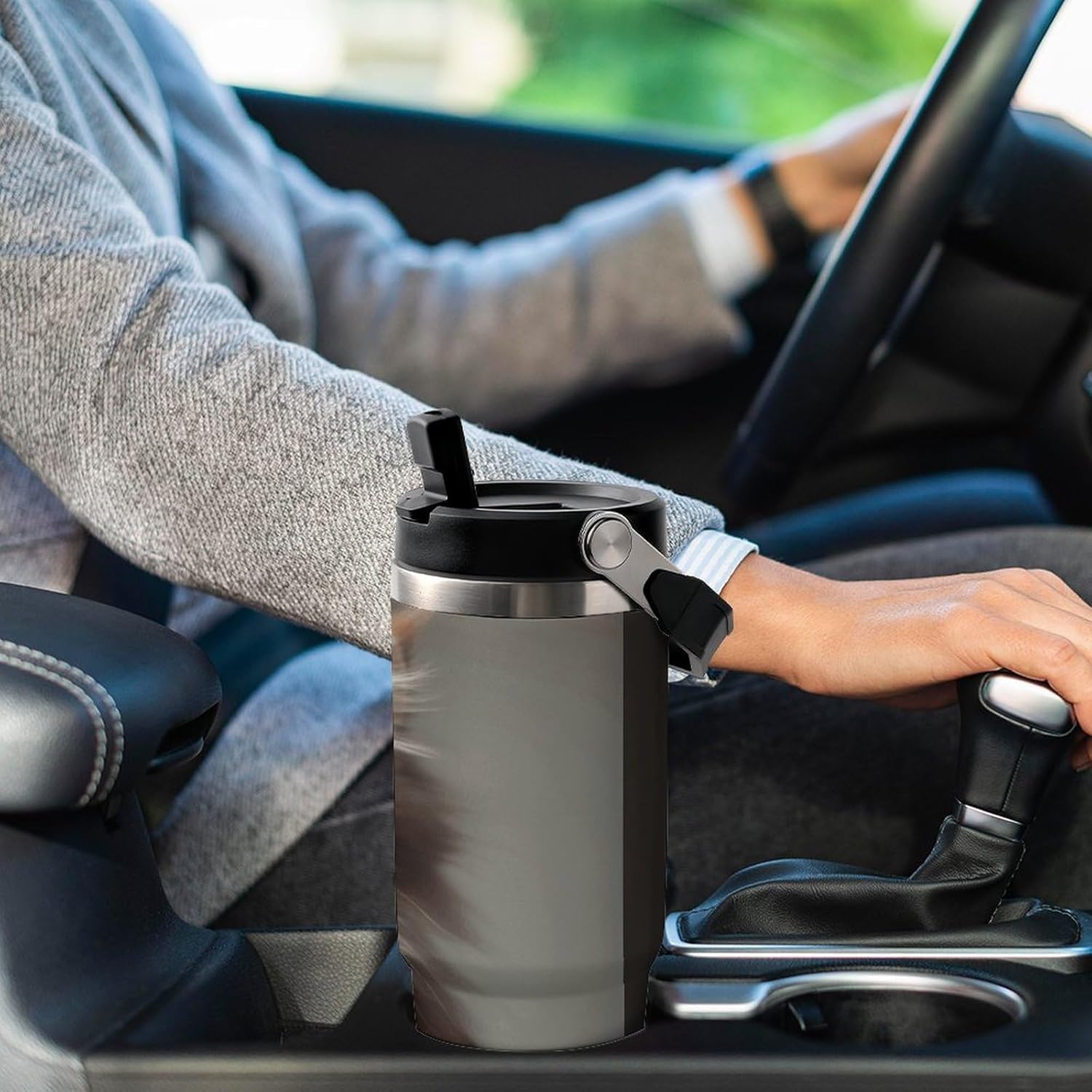 Cute Kitty Water Bottle 30 Oz Fits Car Cup Holder,Insulated Coffee Mug Large Capacity Car Cups,Stainless Steel Double Wall Sport Bottle for Travel Sports Gym