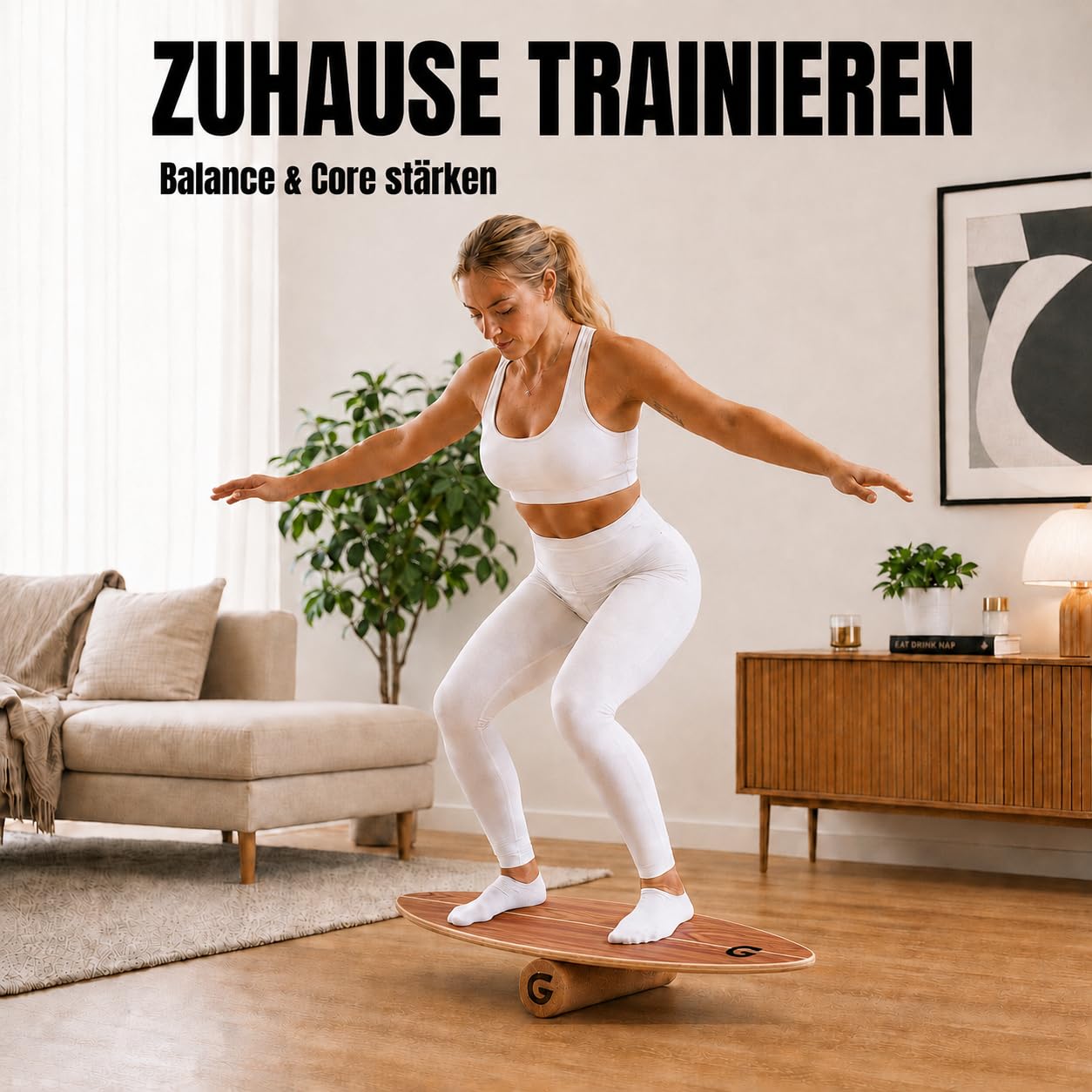 Glory Boards® Balance Board – Handmade - 100% Birkenholz - Inklusive Korkrolle - Optimal für Gleichgewichts- & Krafttraining, Für Einsteiger & Fortgeschrittene, Indoor & Outdoor – Erwachsene & Kinder