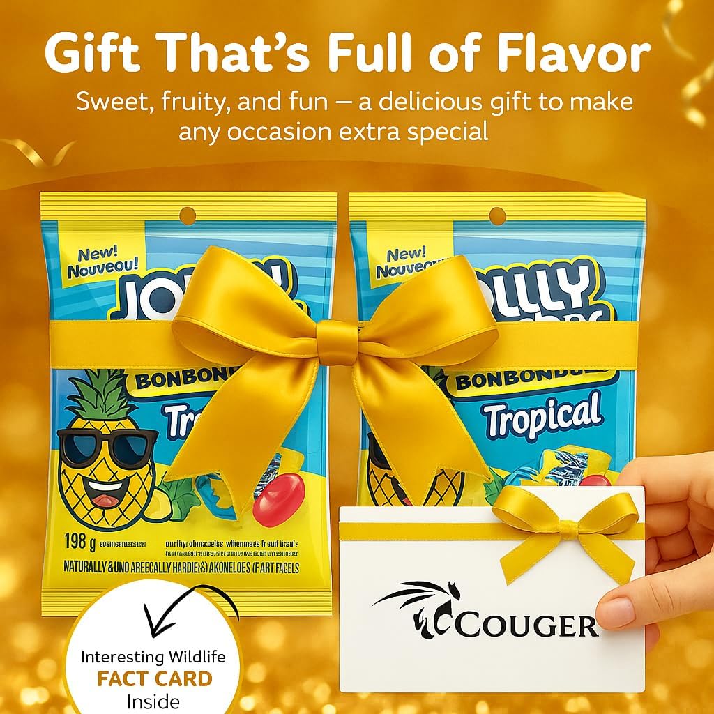 Masterpax Tropical Treats Gift Bundle – Includes Two 7 oz. Bags of Tropical Hard Candy (Imported from Canada) + Exclusive Couger Wildlife Fact Card – Shrink-Wrapped & Gift Ready