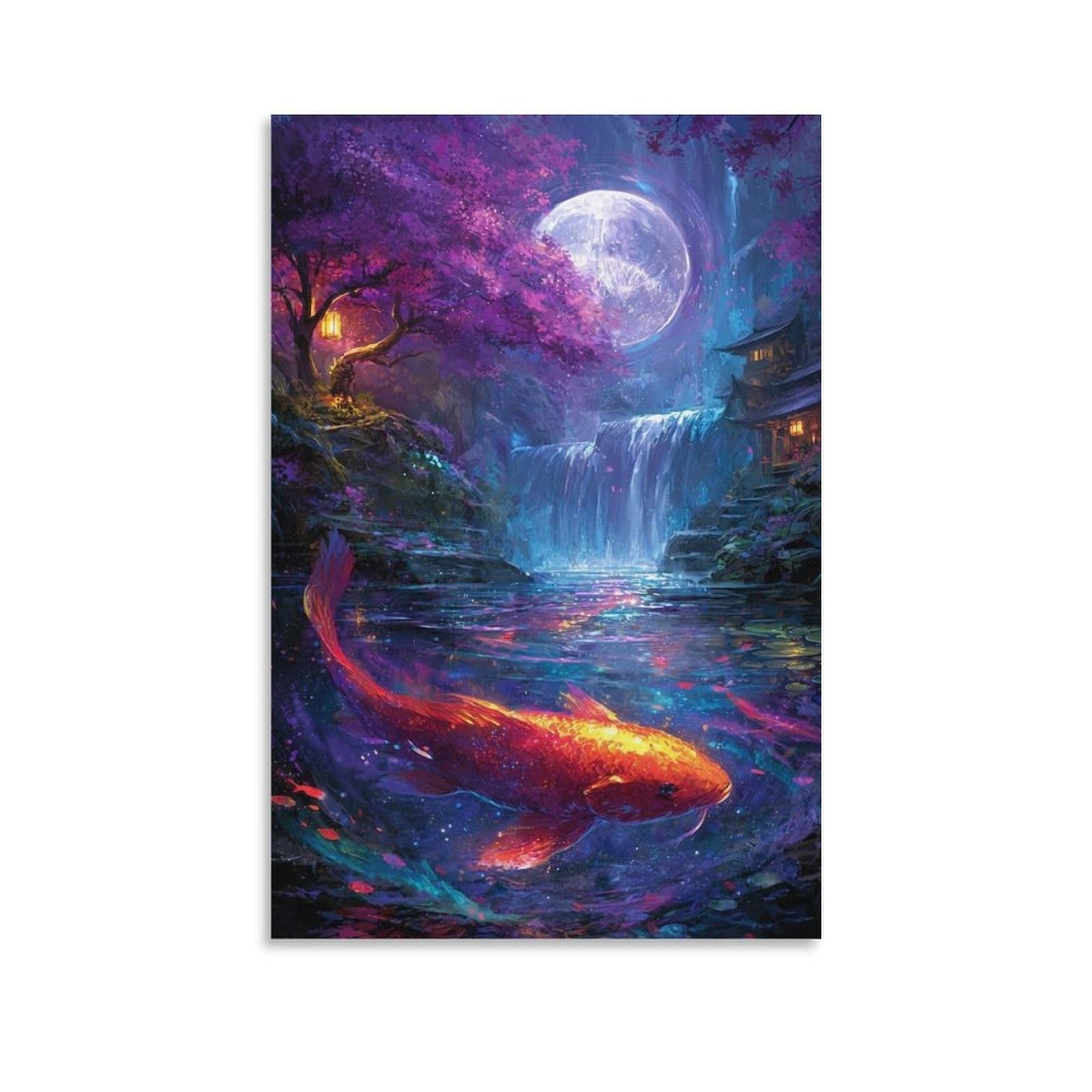 DHBANEIOK Fantasy Koi Fish Scene Wall Decor Poster Canvas Prints Picture Modern Wall Art Picture Wall Hanging for Bathroom Wall Decor 20x30inch(50x75cm)