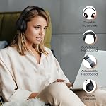 PowerLocus Bluetooth Headphones Over Ear, 50H Playtime with 4 EQ Modes Wireless Headphones with Microphone, HiFi Stereo Deep Bass, Soft Ear Cups, Foldable Lightweight Headset for Travel/Office/Workout