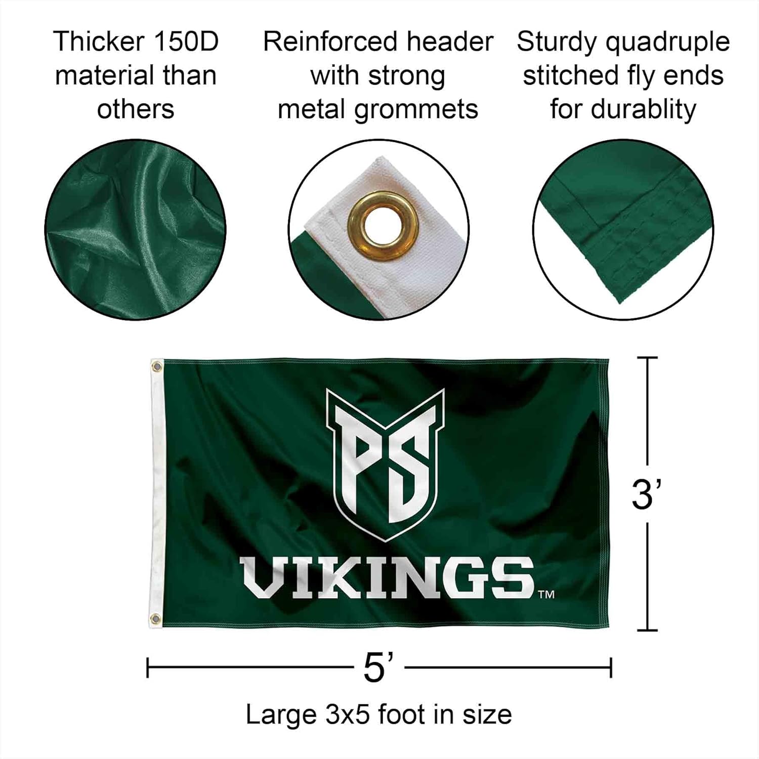 Portland State Vikings Wordmark Large Grommet Banner Flag - Image 2