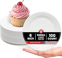 Hygloss 6-Inch Disposable White Paper Plates, 100 Count - Eco-Friendly, Uncoated, Microwave Safe for Parties, Crafts & Snacks
