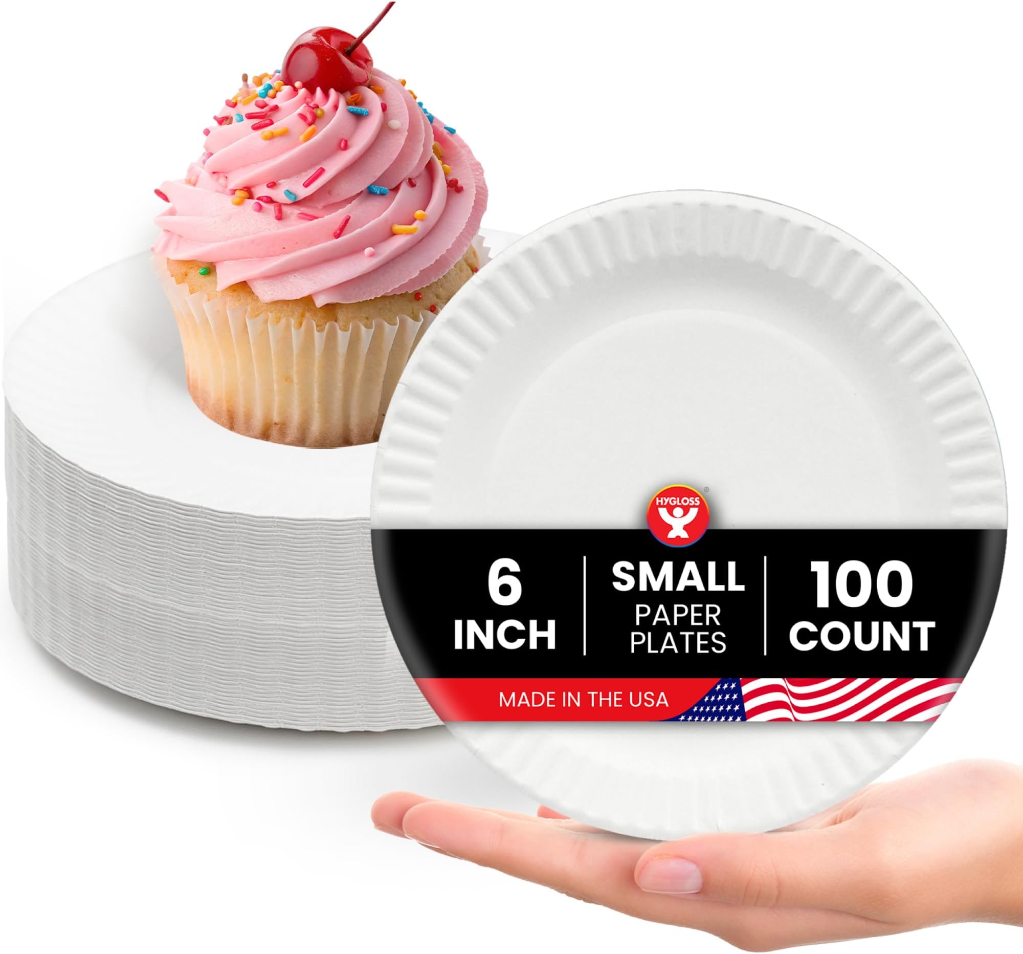Bulk Small Paper Plates 6-Inch - Dessert Plates Disposable for Party, Cake, Appetizer, Snack, Foodware, Crafts & More - Environmentally Friendly - White, Uncoated, Microwave Safe (100 Count)