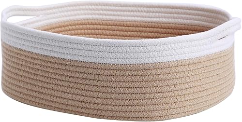 Cesta de almacenamiento de cuerda de algodón tejida, organizador de mesa de cambio cúbico para armario, toallas, contenedor de guardería para bebé,