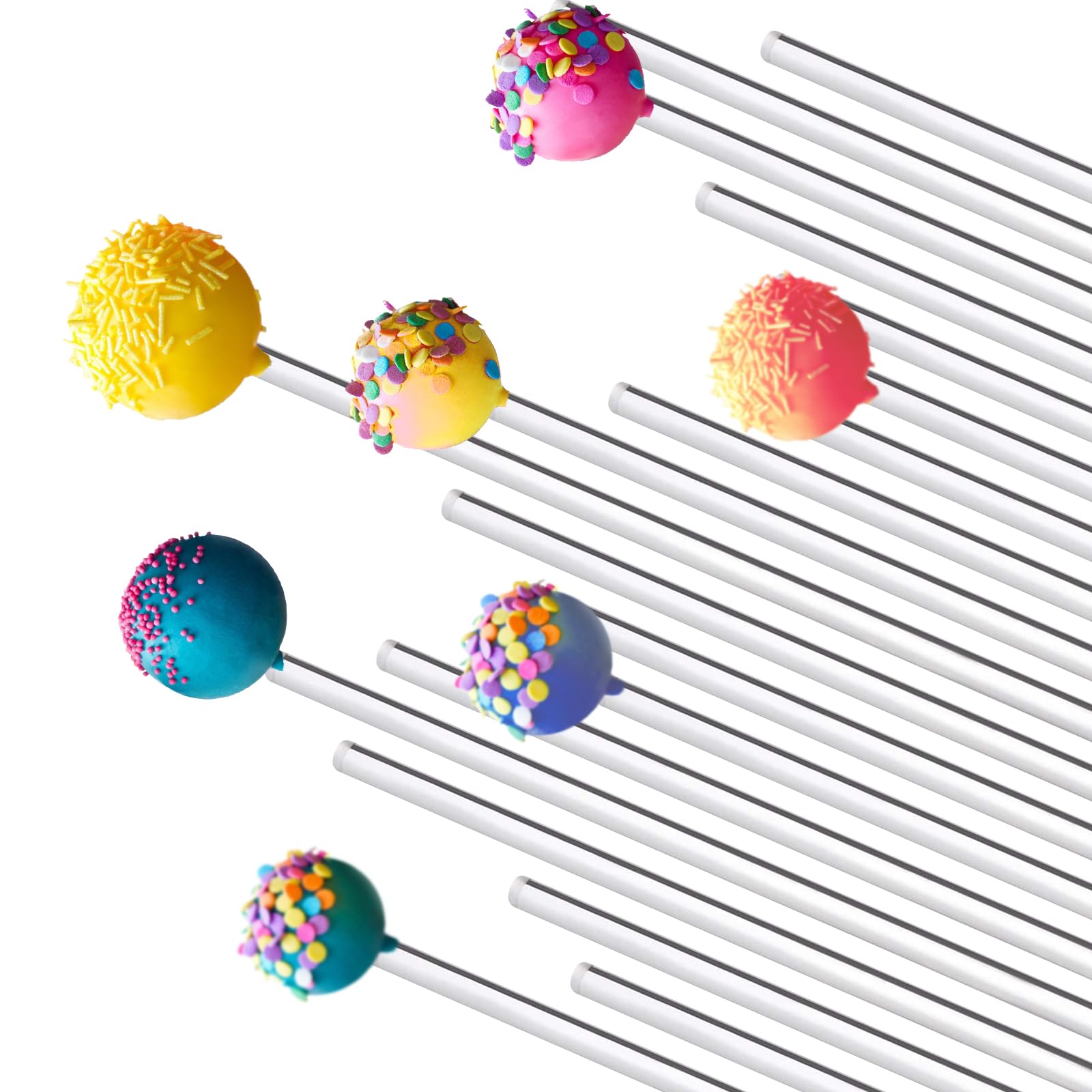 Ciwenkai Clear Acrylic Lollipop Sticks - 300 Pcs 8 Inch for Cake Pops, Cupcake Toppers, Candy, Dessert, Chocolate - Ideal for Wedding