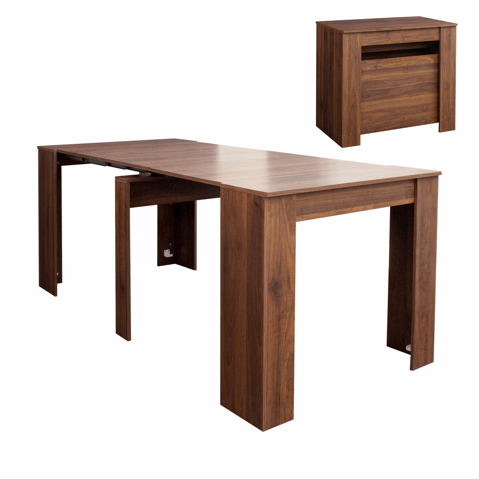 Henf Extendable Console Table with Extension Leaves, Walnut Dining Room Table, 20''-118'' Expandable Dining Table for Living Room, Space Saving