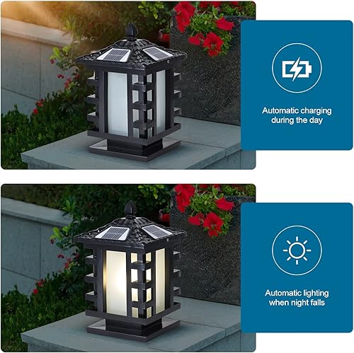 Miniatura 2 de Luces solares para postes al aire libre IP65, impermeables, luces de columna solares para patio, luz de pilar de aluminio con control remoto para