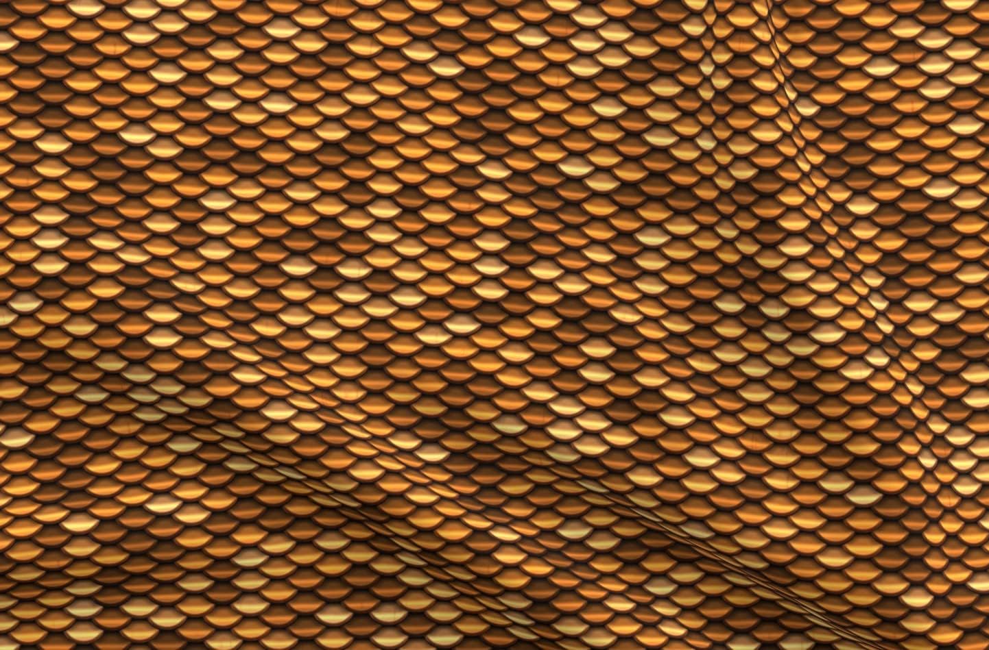 Spoonflower Fabric - Scale Gold Brass Copper Medieval Armor Printed on Organic Cotton Sateen Fabric by The Yard - Sewing Quilting Apparel Home Decor