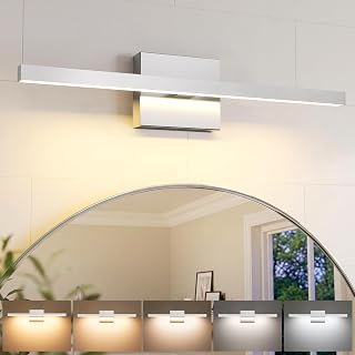 NIORSUN 23.6 inch Chrome Bathroom Vanity Light,14W 5CCT Dimmable LED Bathroom Lighting Fixtures Over Mirror, Modern Vanity Lights for Bathrooms Restroom Mirror- ETL Certified