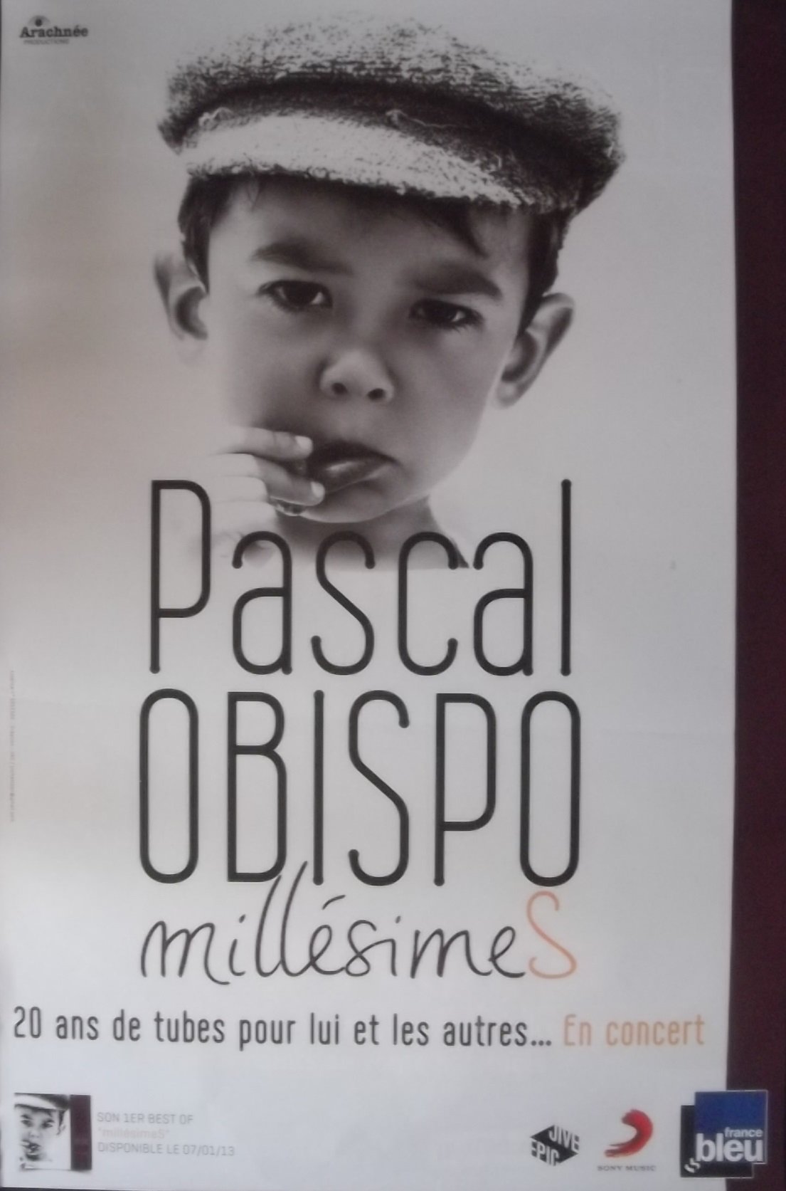 Affiche Pascal Obispo Millésimes grand format poster mural de collection 80x120
